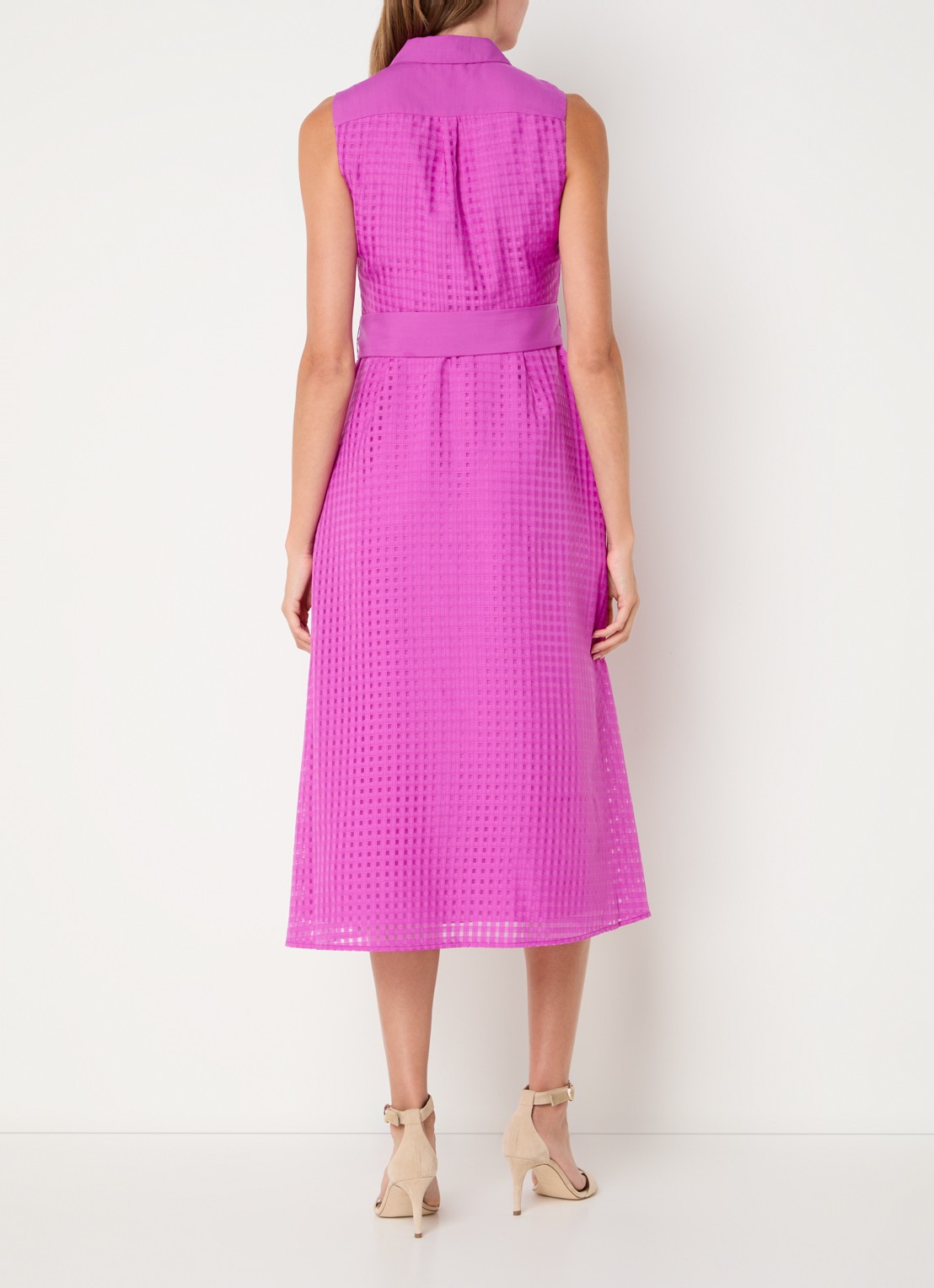Phase Eight Carey midi blousejurk met structuur en strikceintuur - achterkant paars