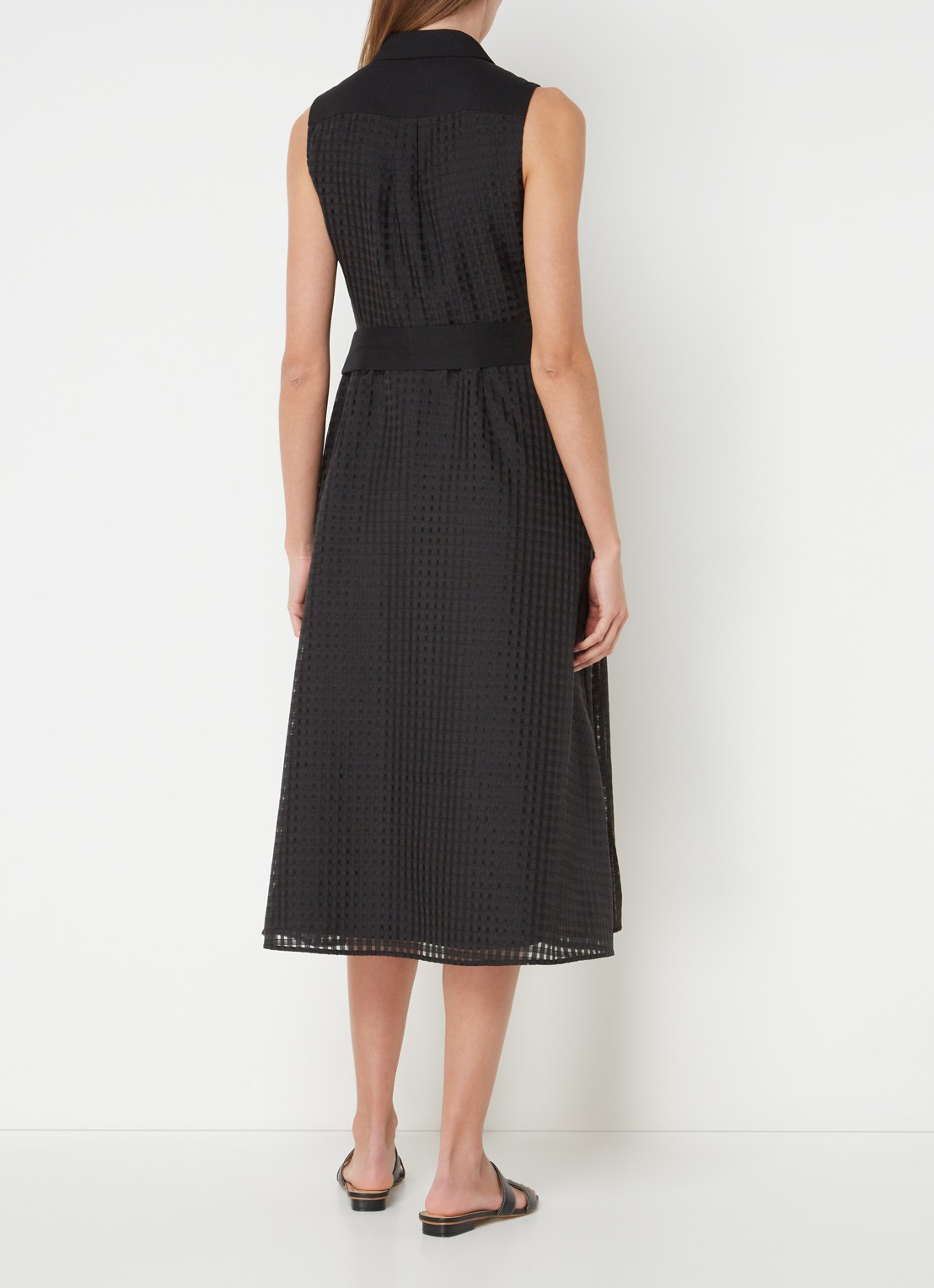 Phase Eight Carey midi jurk met strikceintuur - achterkant 3 zwart