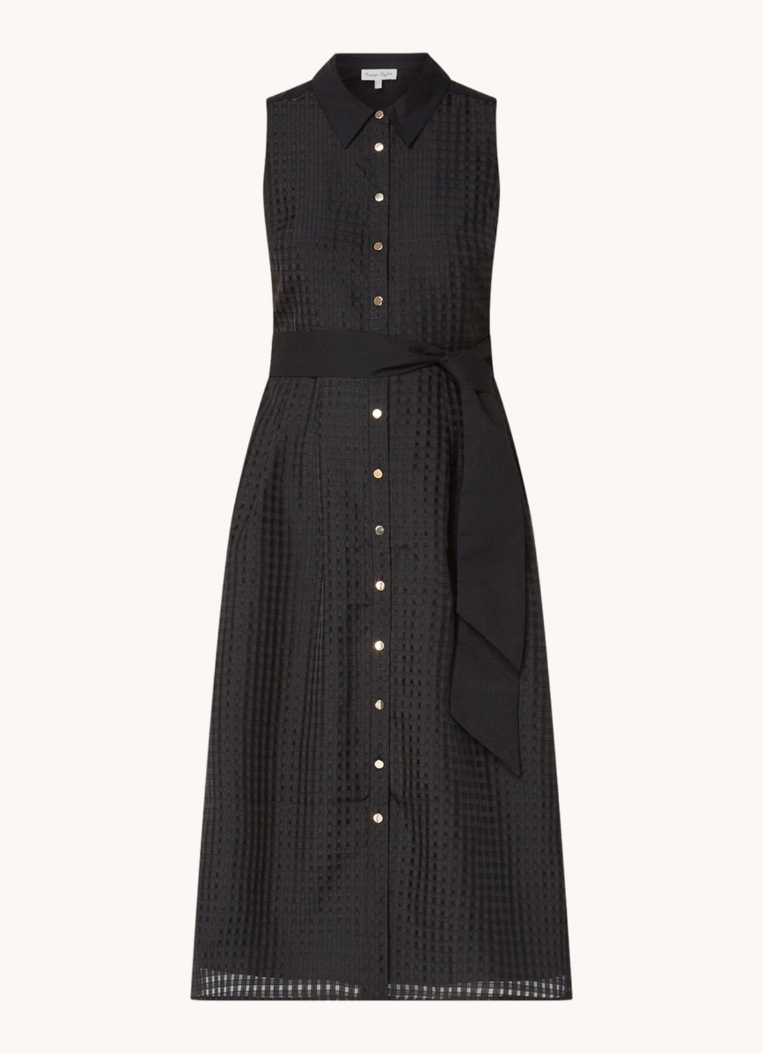 Phase Eight Carey midi jurk met strikceintuur - voorkant zwart