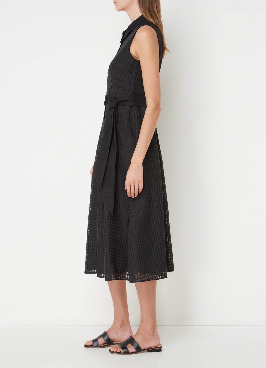 Phase Eight Carey midi jurk met strikceintuur - voorkant 2 zwart