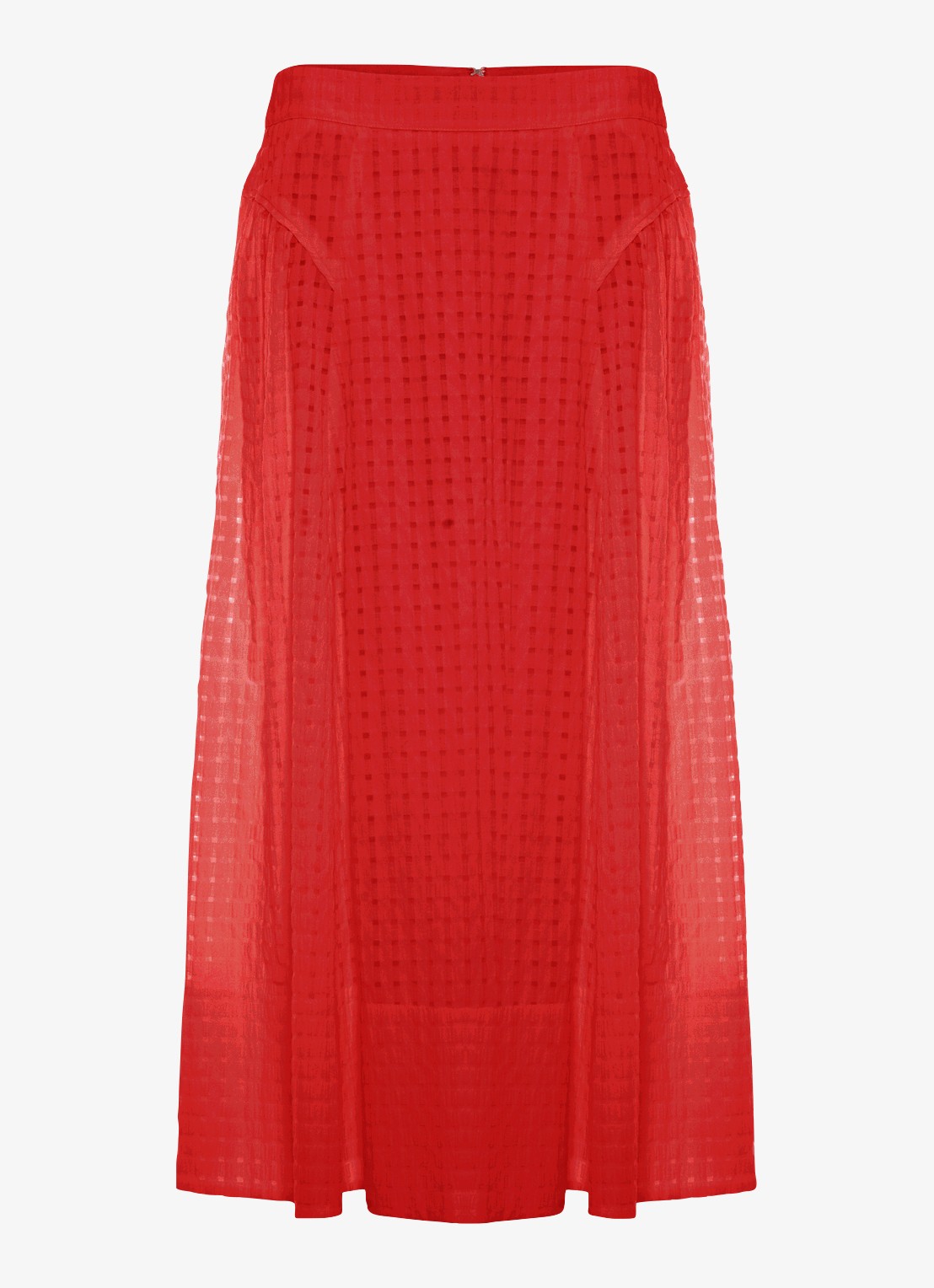 Phase Eight Carey midi rok met steekzakken en structuur - voorkant 2 koraalrood