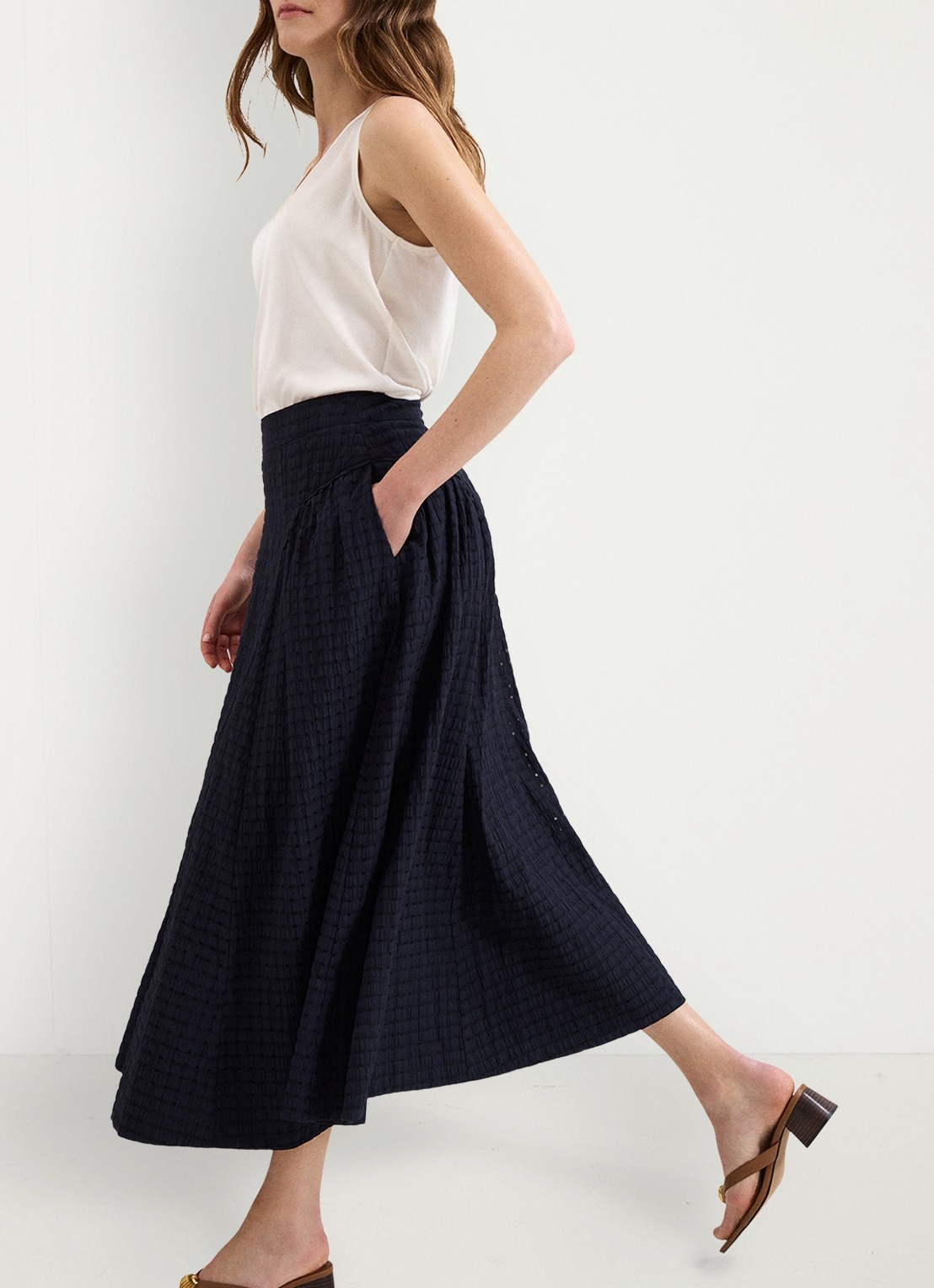 Phase Eight Carey midi rok met structuur - detail 6 donkerblauw