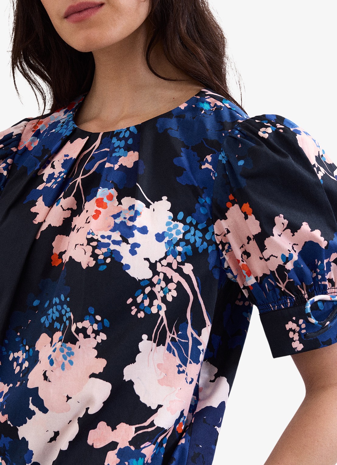 Phase Eight Caris blouse met bloemenprint - detail 3 donkerblauw