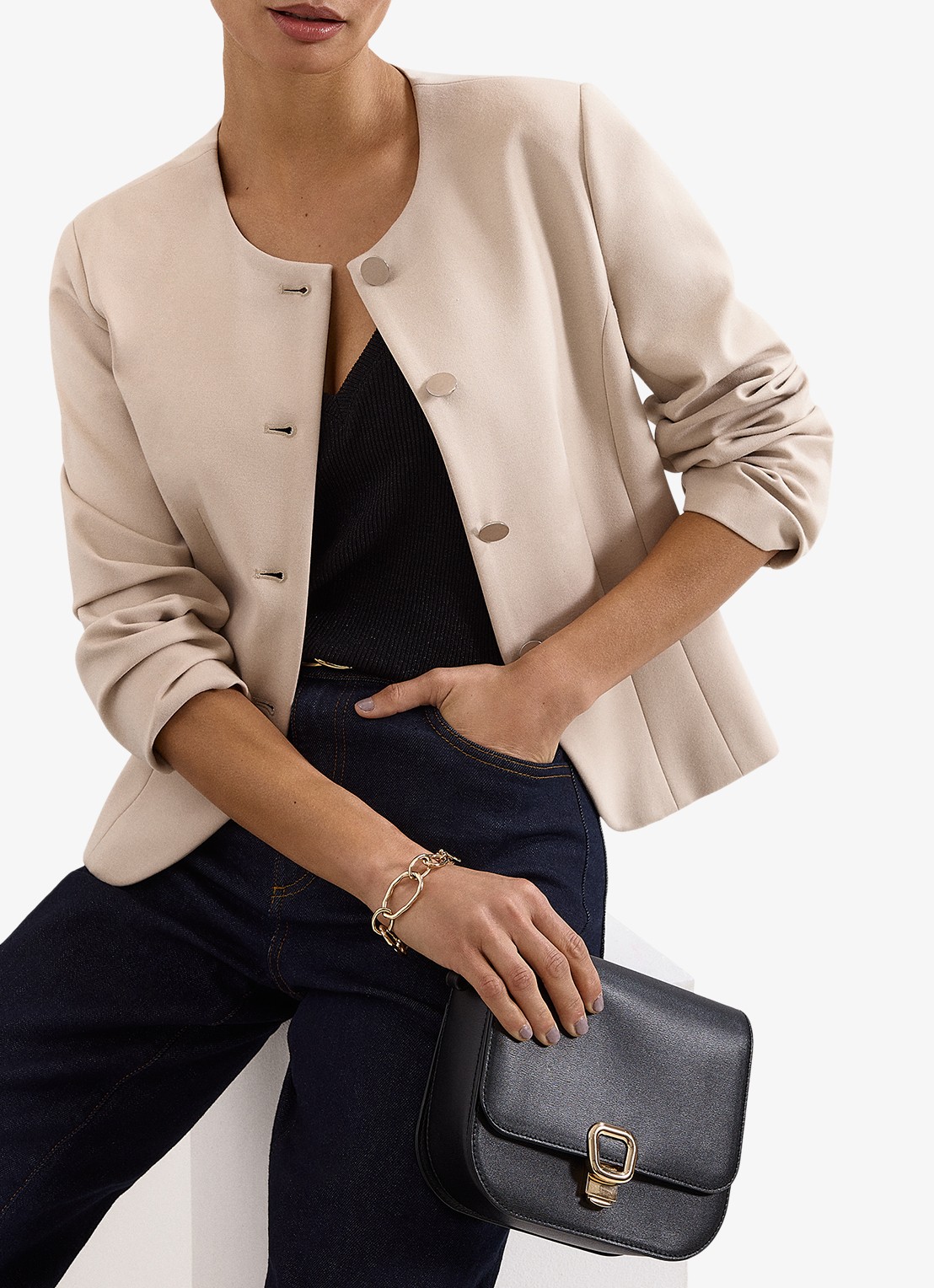 Phase Eight Carla jack met ronde hals - detail 6 creme