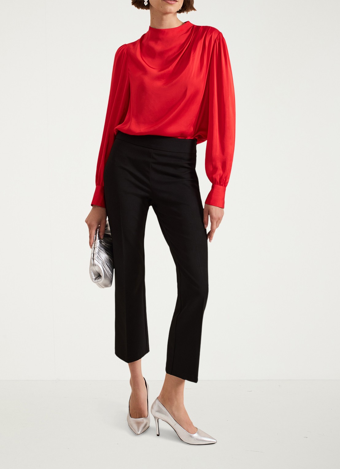 Phase Eight Carly mid waist cropped straight fit broek - detail 7 zwart