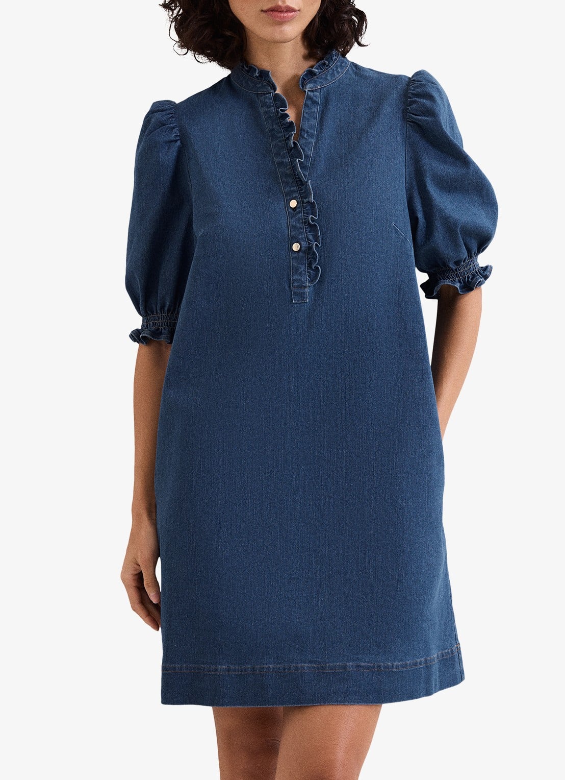 Phase Eight Carly mini tuniekjurk met pofmouw - detail 3 indigo