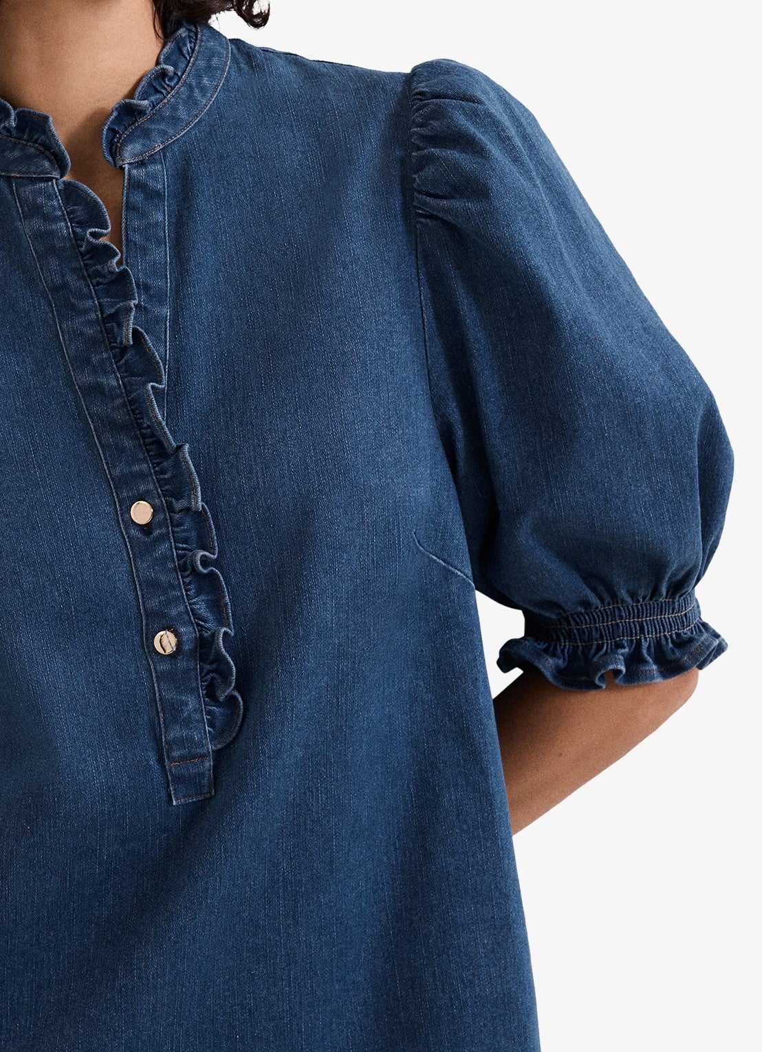 Phase Eight Carly mini tuniekjurk met pofmouw - detail 4 indigo