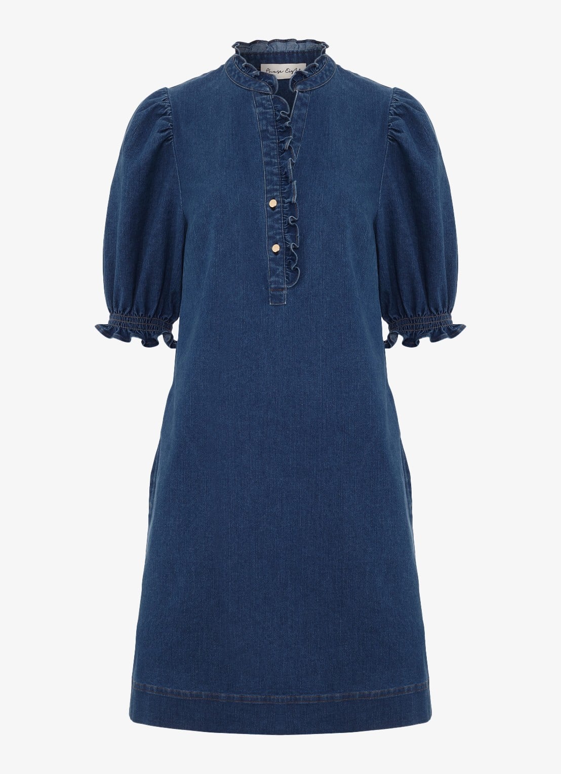 Phase Eight Carly mini tuniekjurk met pofmouw - voorkant indigo