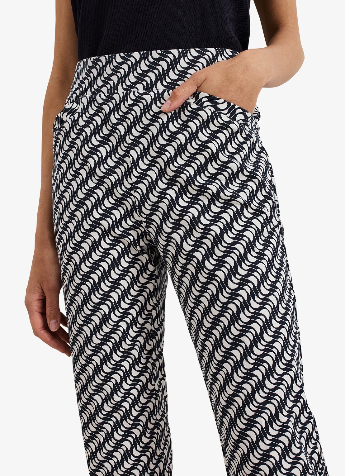 Phase Eight Carmella high waist slim fit cropped pantalon met grafische print - detail 3 donkerblauw