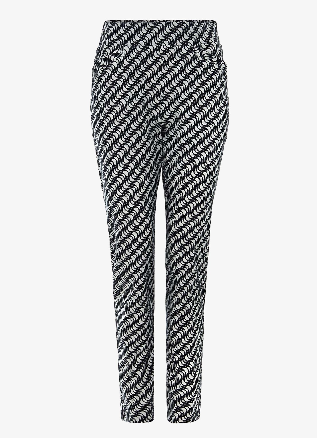 Phase Eight Carmella high waist slim fit cropped pantalon met grafische print - voorkant 7 donkerblauw