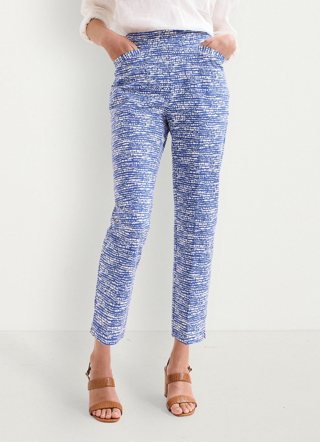 Phase Eight Carmella high waist slim fit cropped pantalon met grafische print - detail 2 donkerblauw