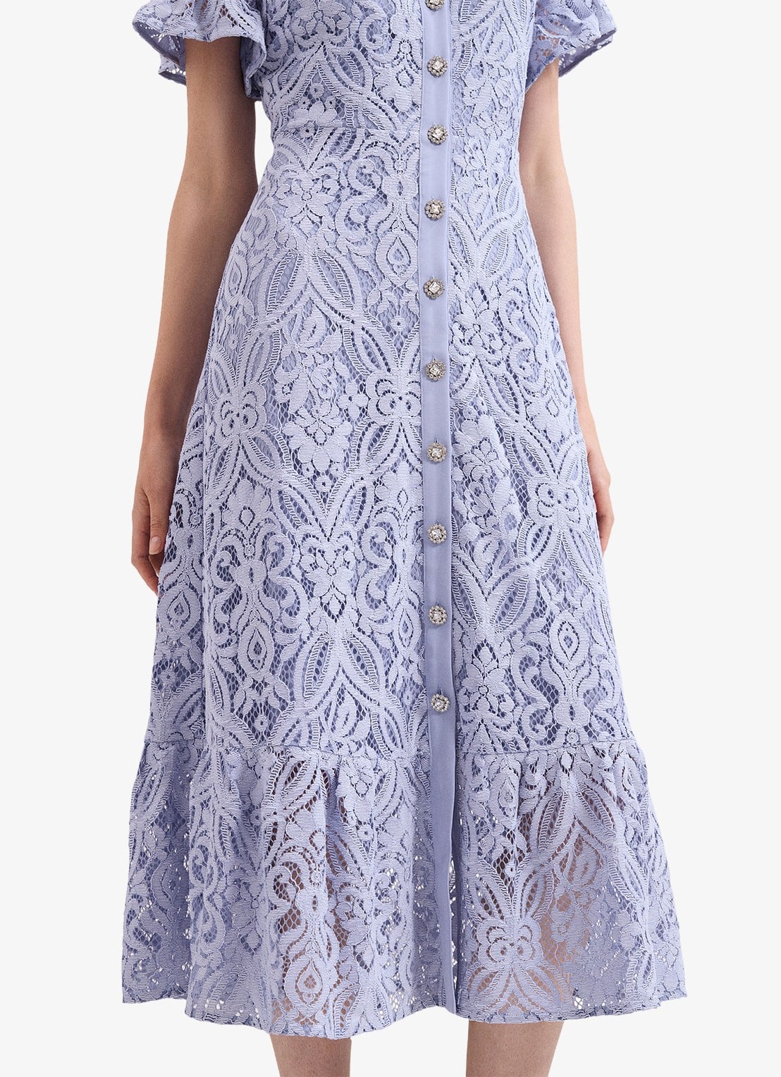 Phase Eight Carmine midi blousejurk met details van kant - detail 5 lichtblauw