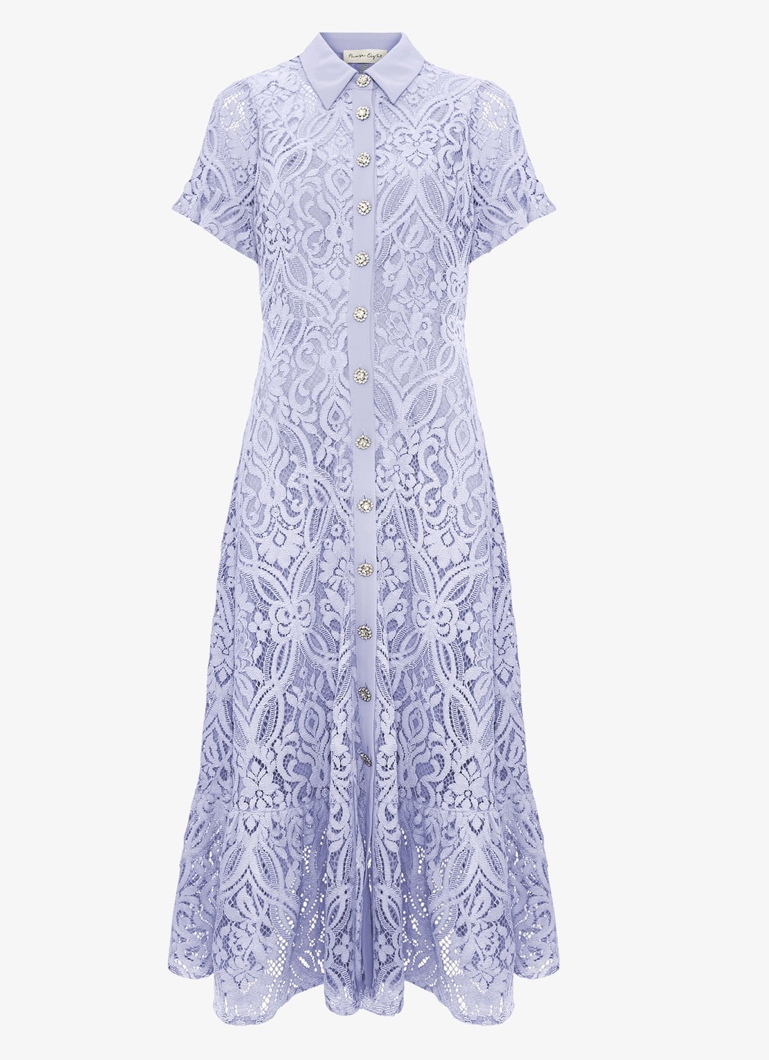 Phase Eight Carmine midi blousejurk met details van kant - voorkant lichtblauw