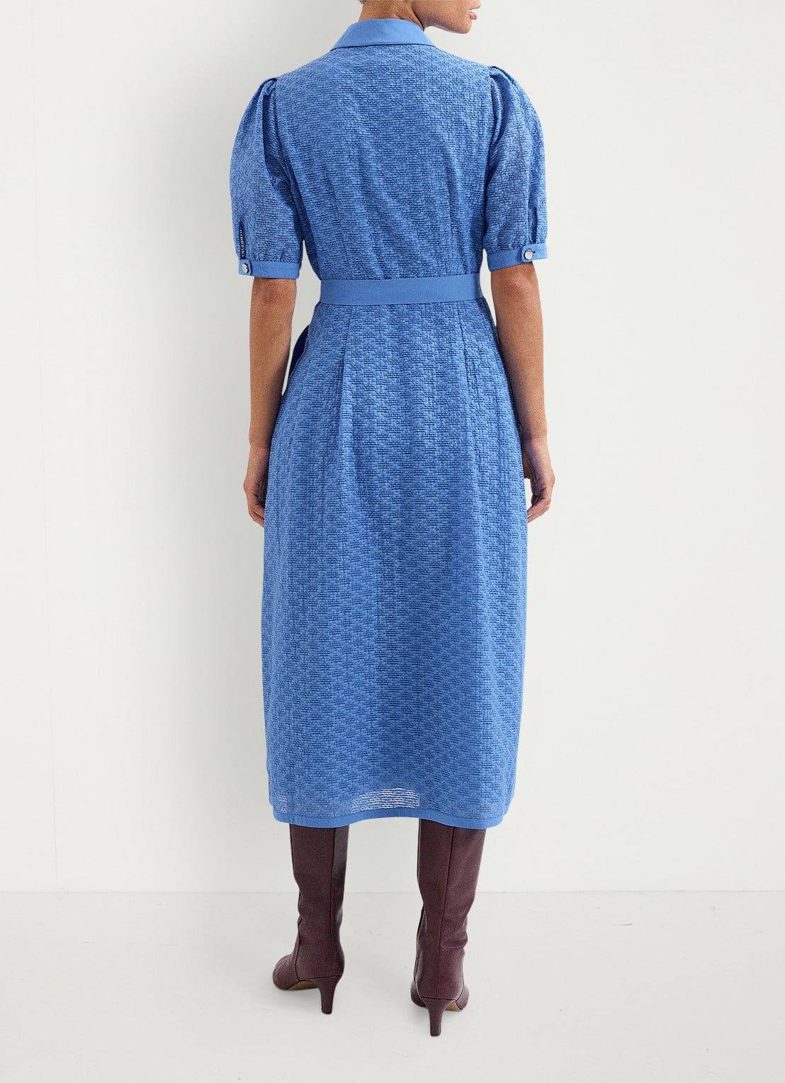 Phase Eight Casey midi jurk met ceintuur - achterkant blauw