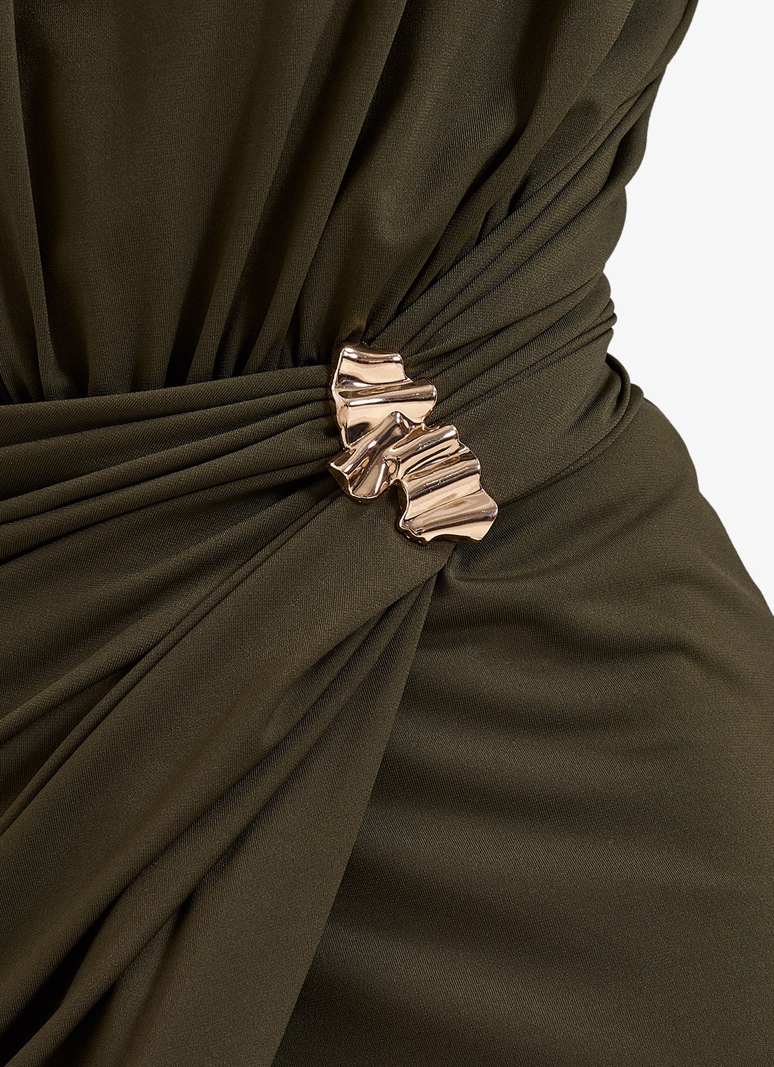 Phase Eight Cassidy maxi jurk met plooidetail - detail 3 donkergroen