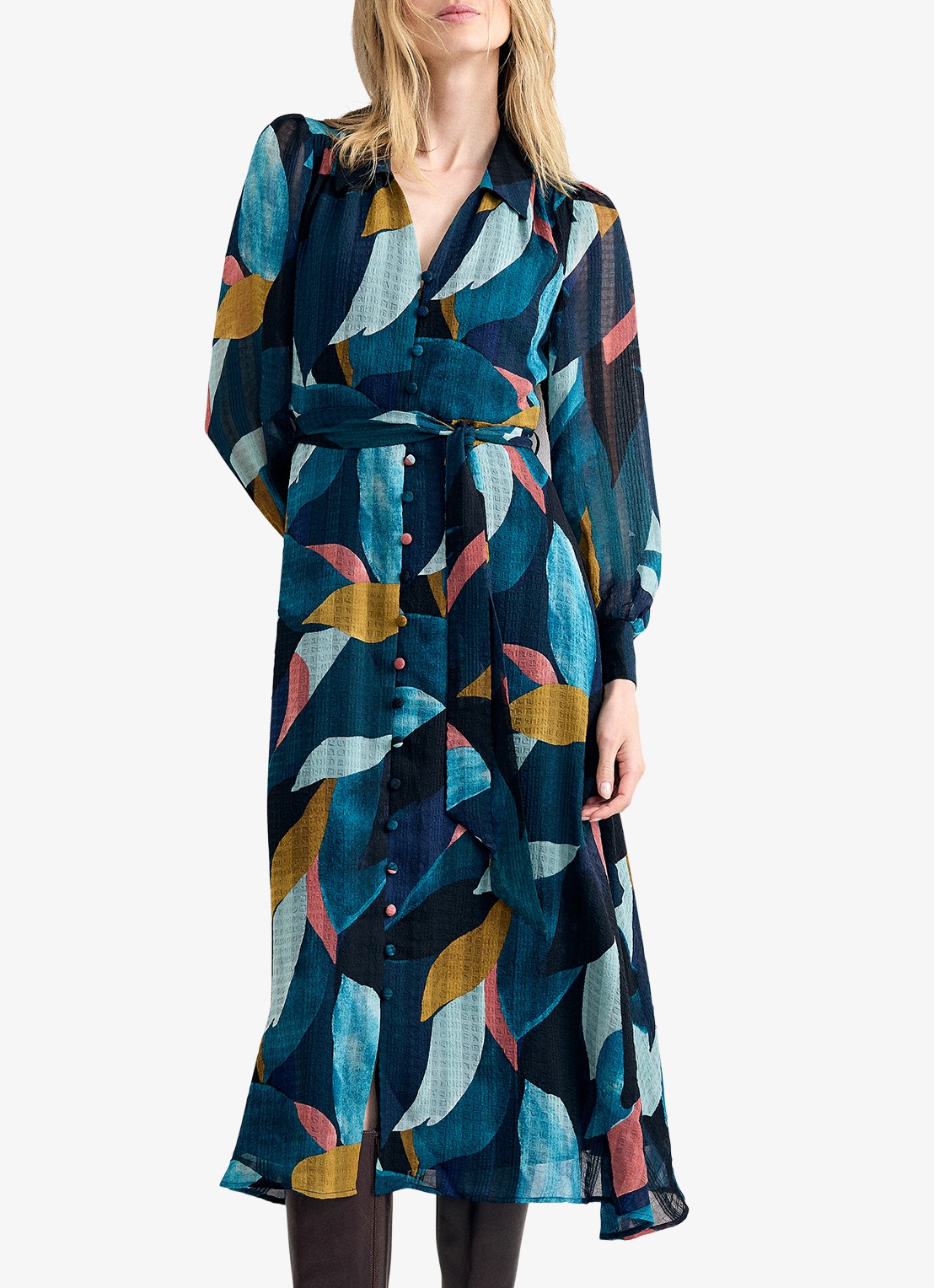 Phase Eight Catalina midi blousejurk met bloemenprint - detail 4 multicolor