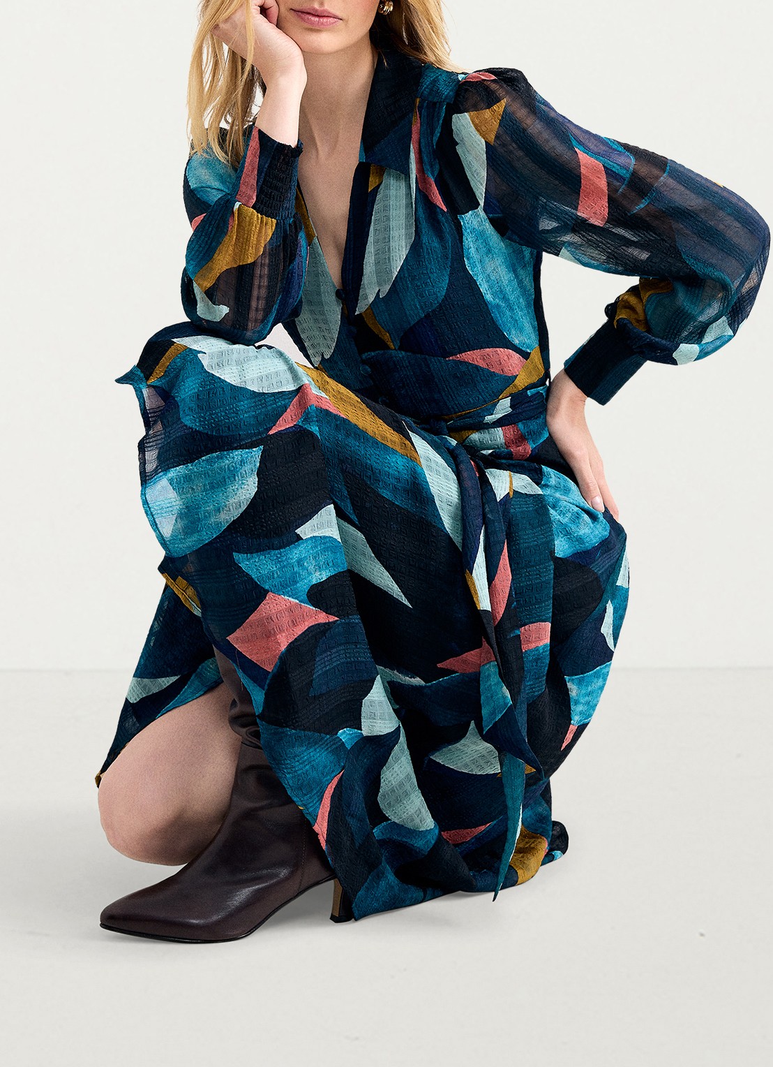 Phase Eight Catalina midi blousejurk met bloemenprint - detail 8 multicolor