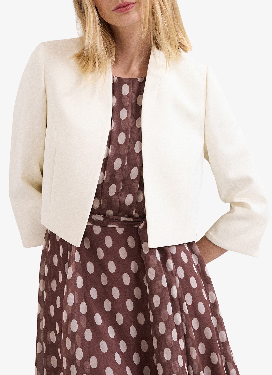 Phase Eight Catherine cropped blazer - detail 4 gebroken wit