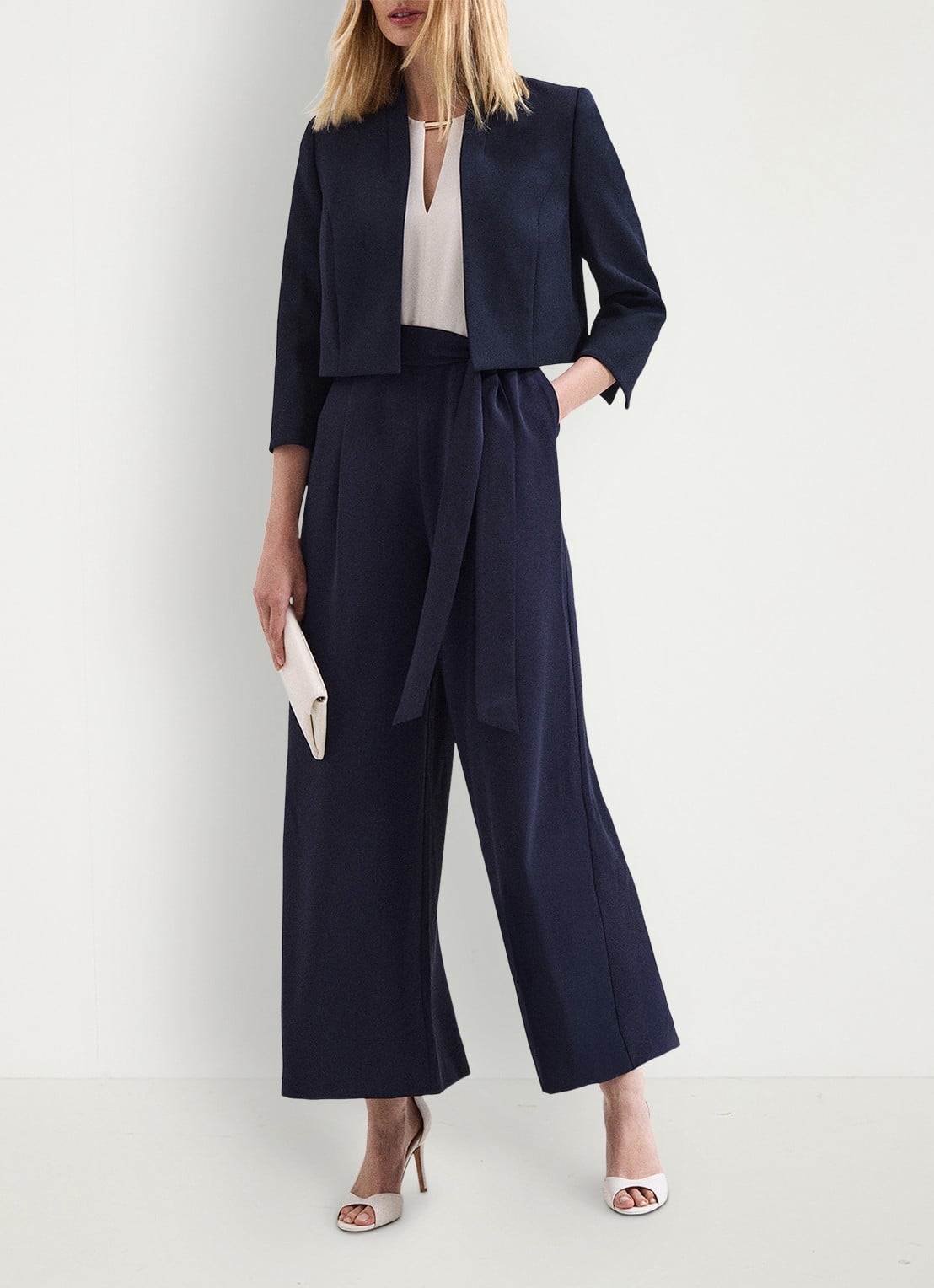 Phase Eight Catherine cropped blazer - voorkant 2 donkerblauw