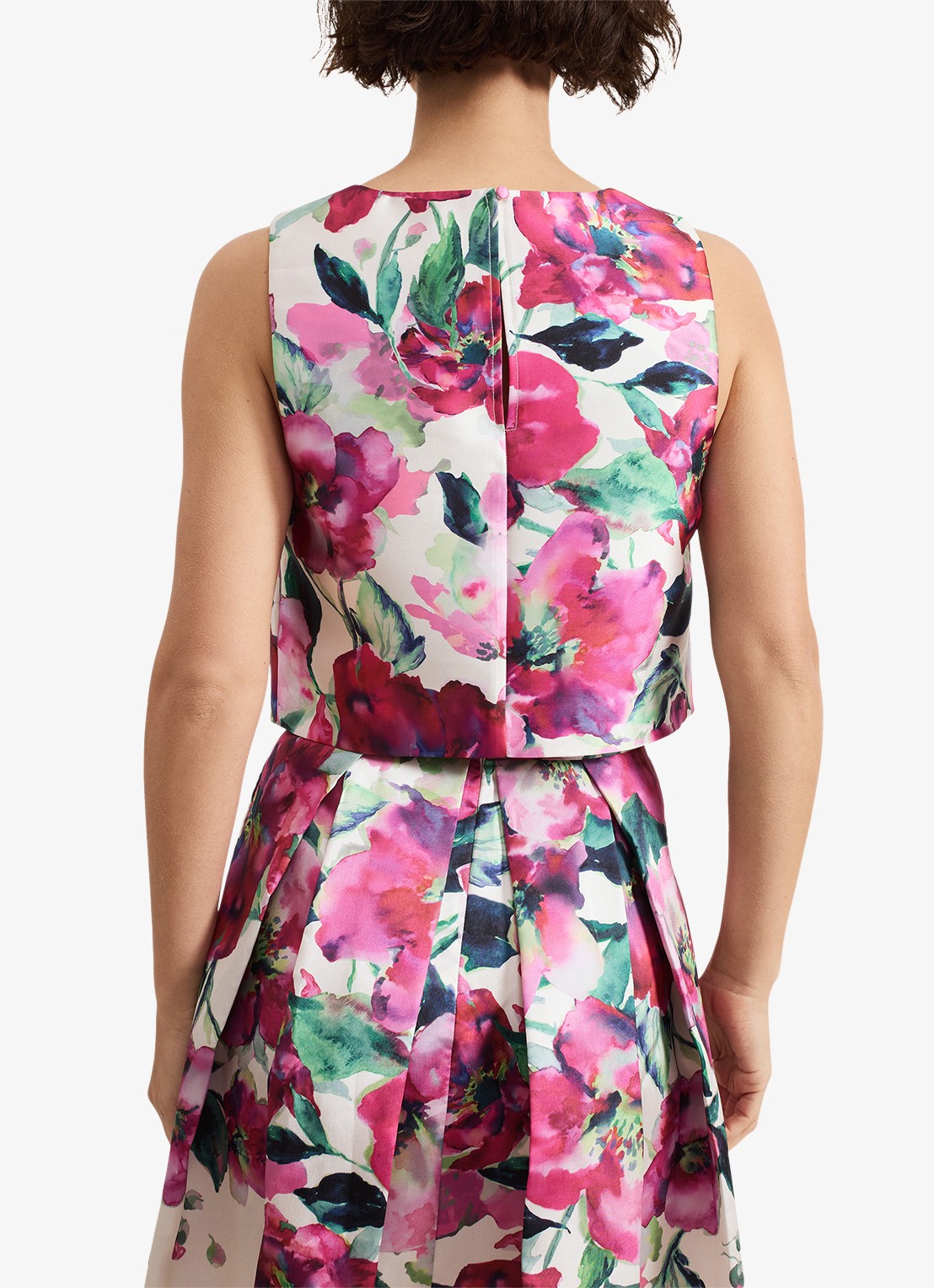 Phase Eight Celeste mouwloze top met bloemenprint - achterkant 3 roze