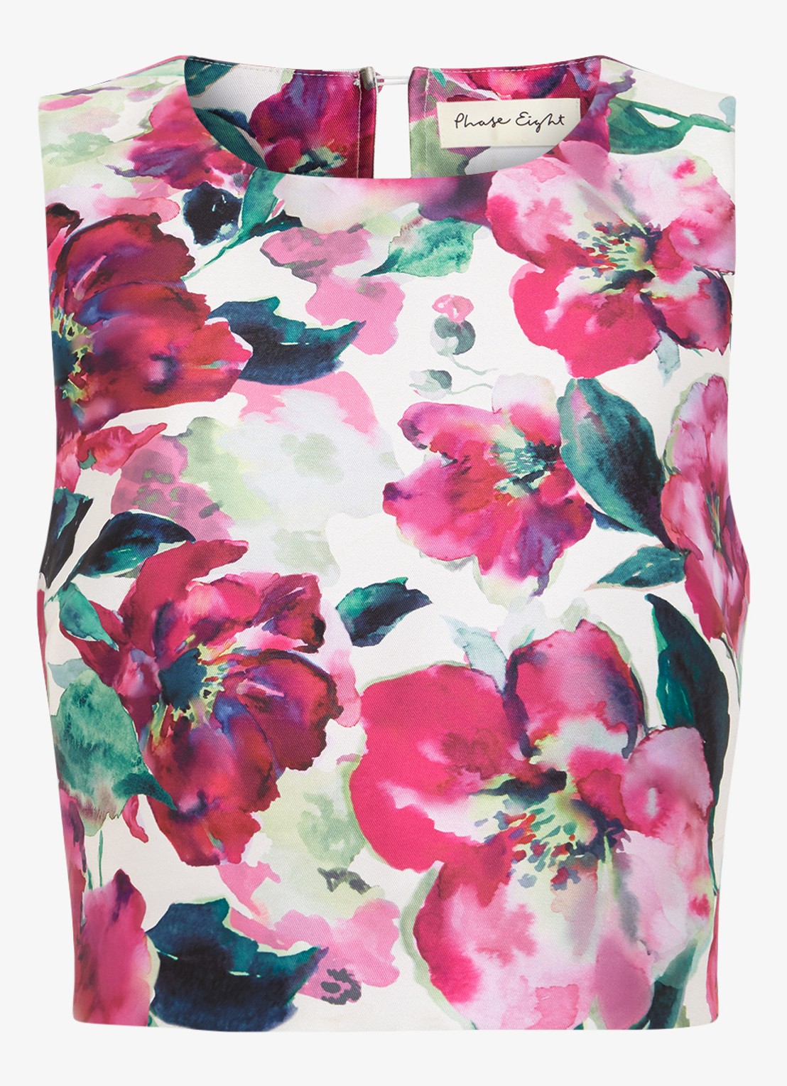 Phase Eight Celeste mouwloze top met bloemenprint - voorkant roze