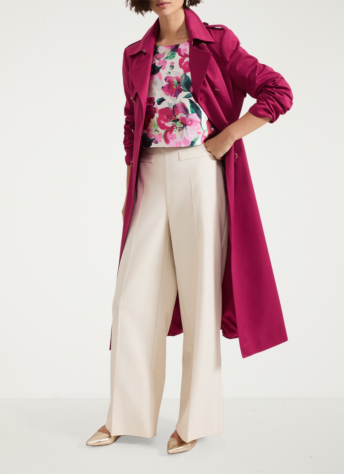 Phase Eight Celeste mouwloze top met bloemenprint - voorkant 2 roze