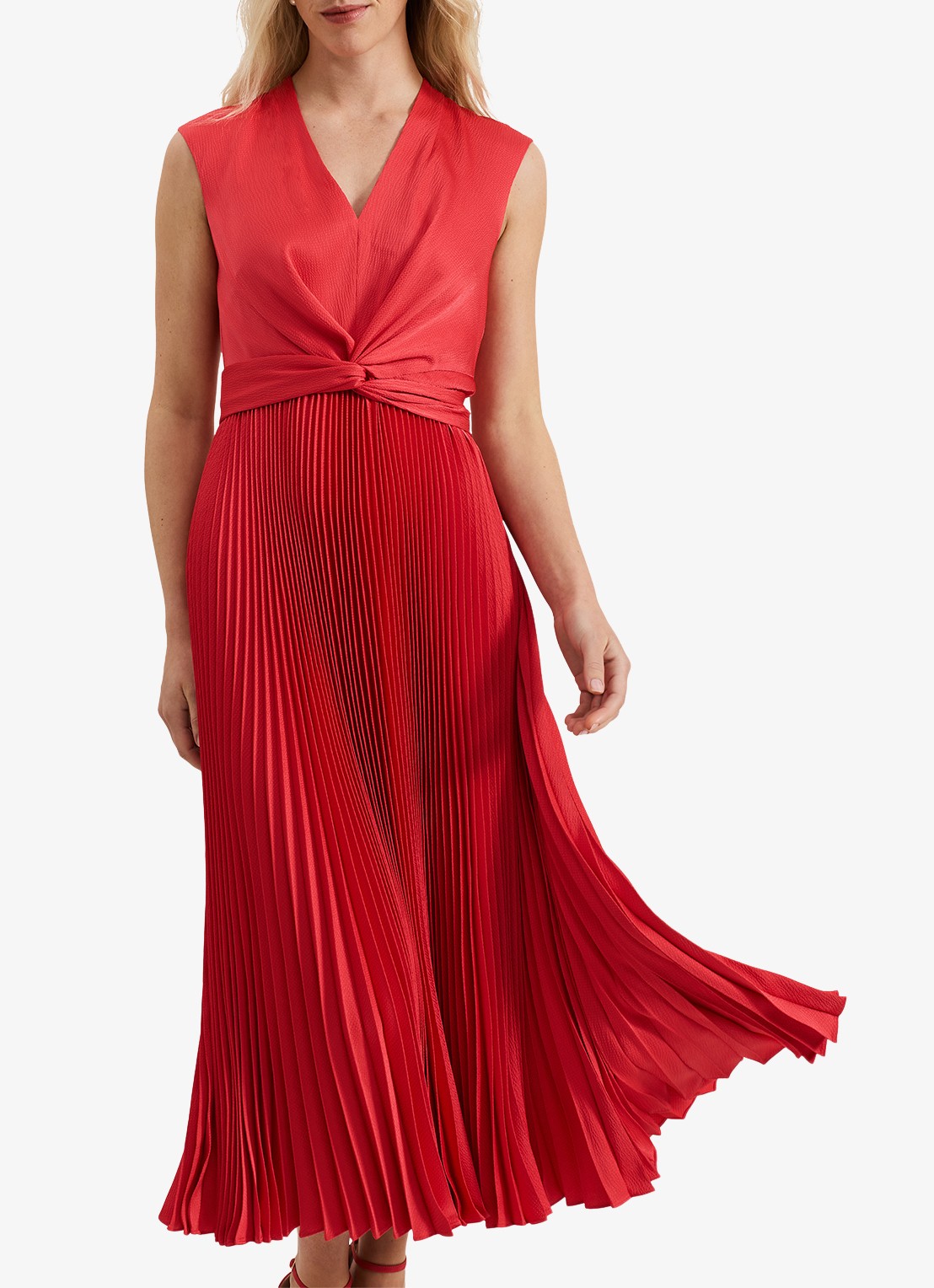 Phase Eight Celestia midi jurk met plissé en strikdetail - detail 2 rood
