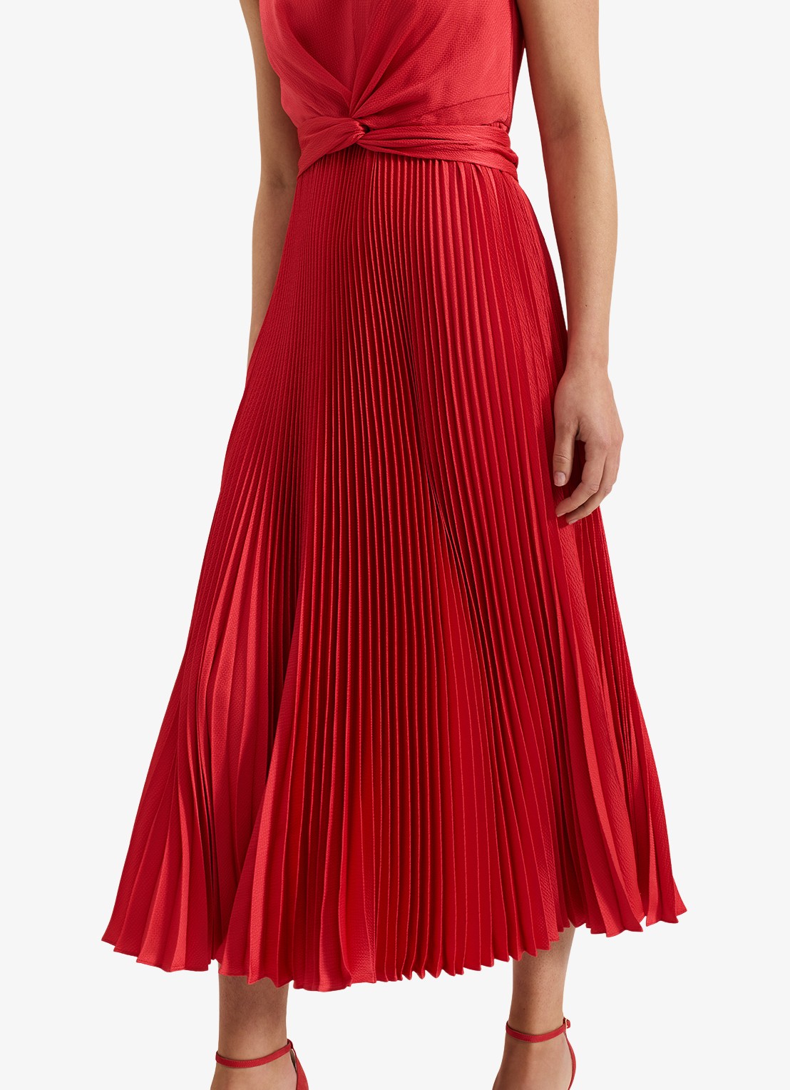 Phase Eight Celestia midi jurk met plissé en strikdetail - detail 4 rood