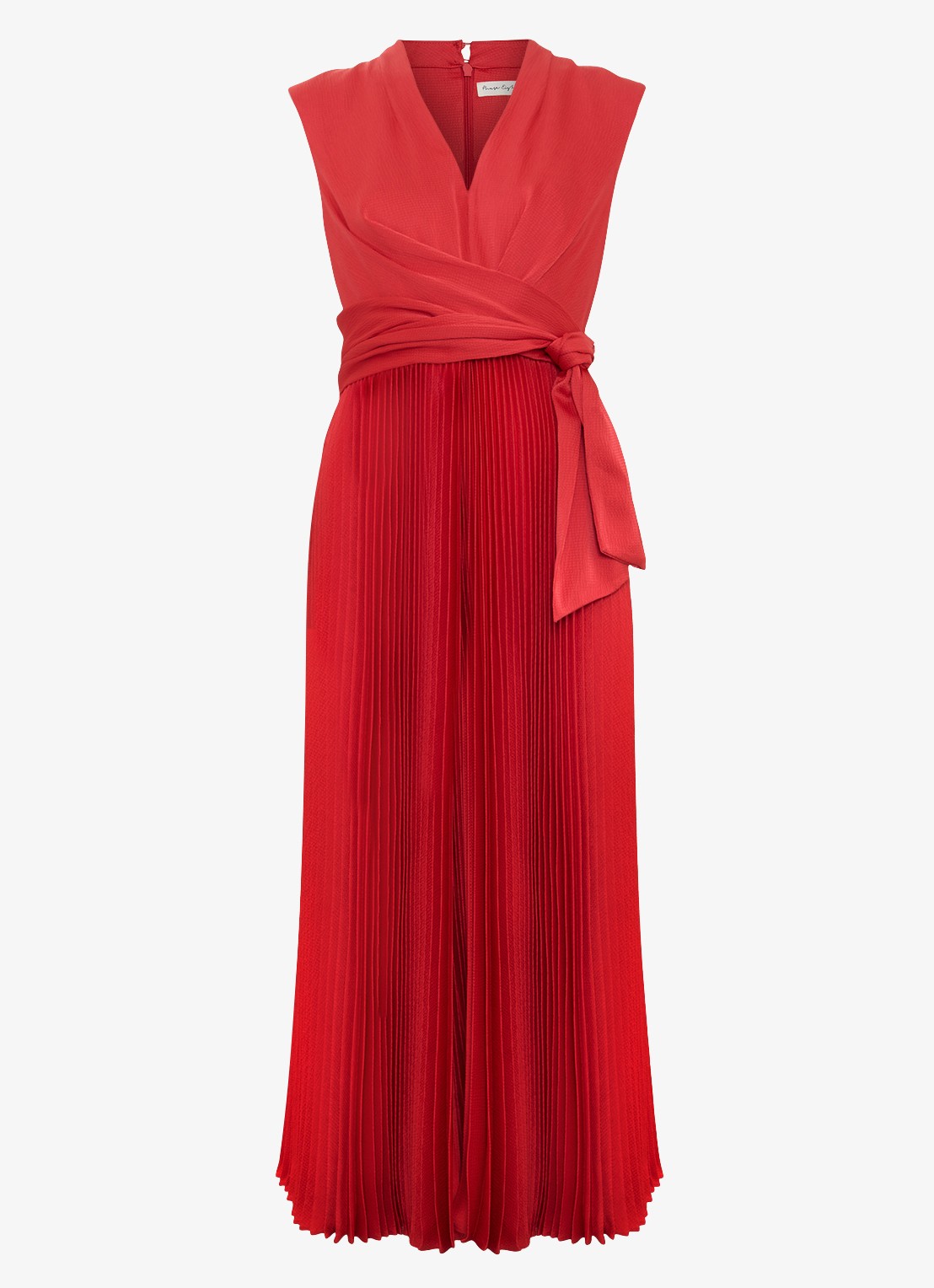 Phase Eight Celestia midi jurk met plissé en strikdetail - voorkant rood