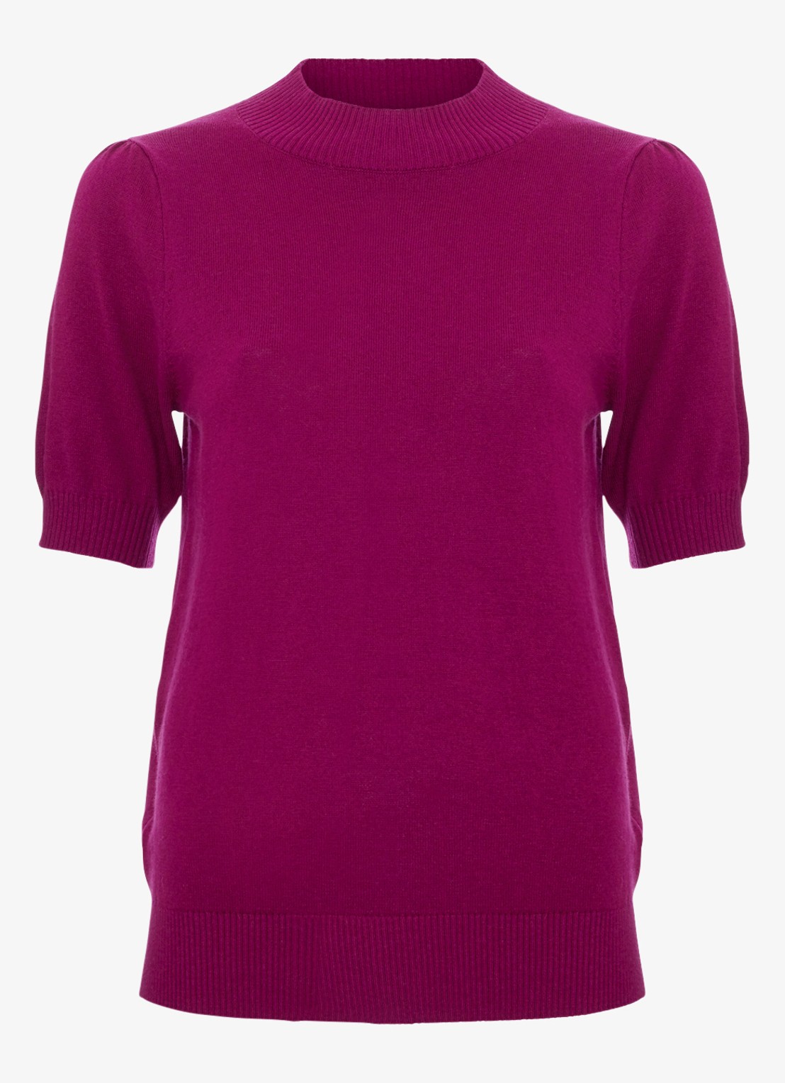 Phase Eight Charmaine fijngebreide top met ribdetails - voorkant 6 fuchsia