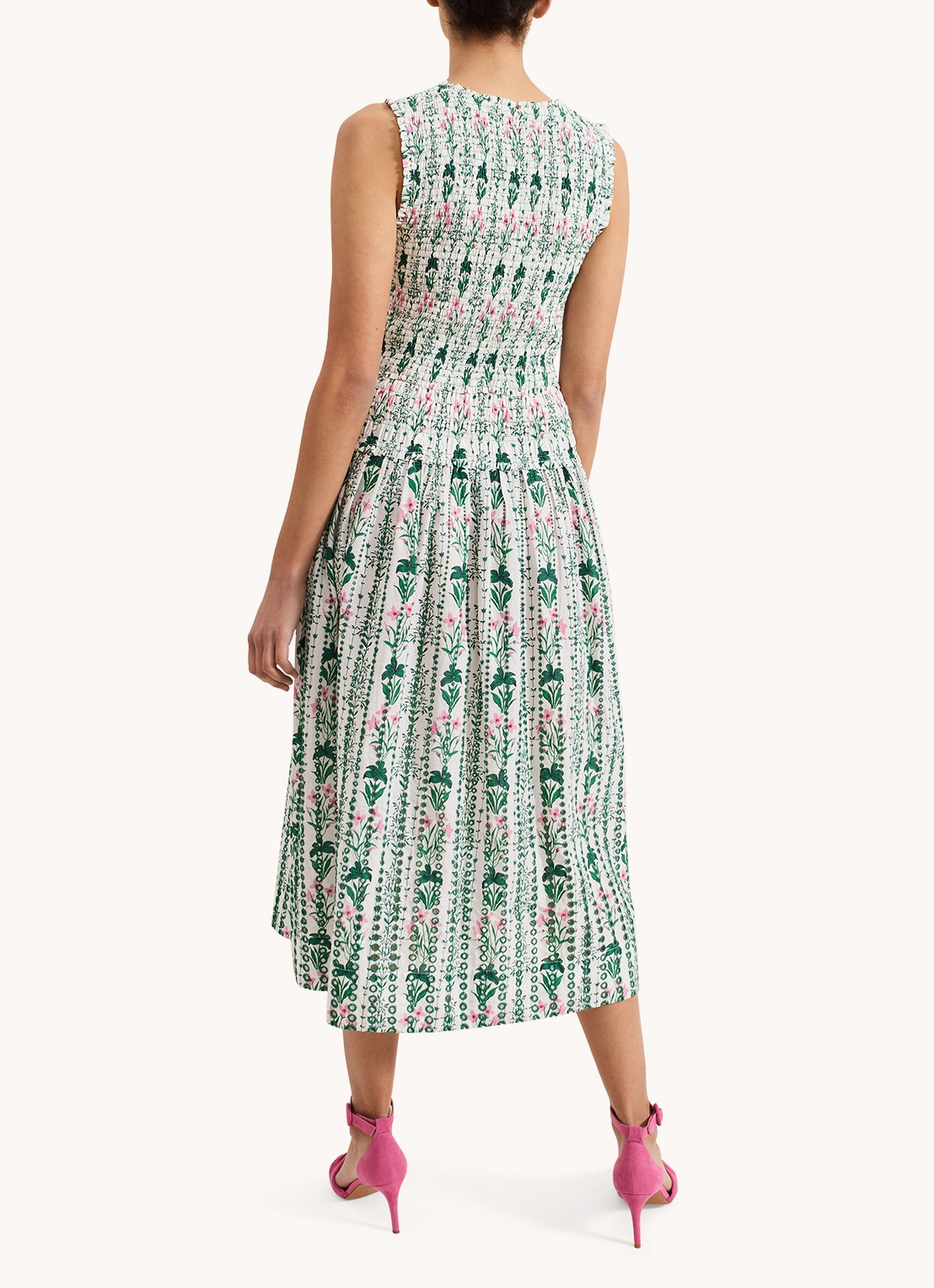 Phase Eight Chiara midi jurk  met bloemenprint - achterkant 7 groen
