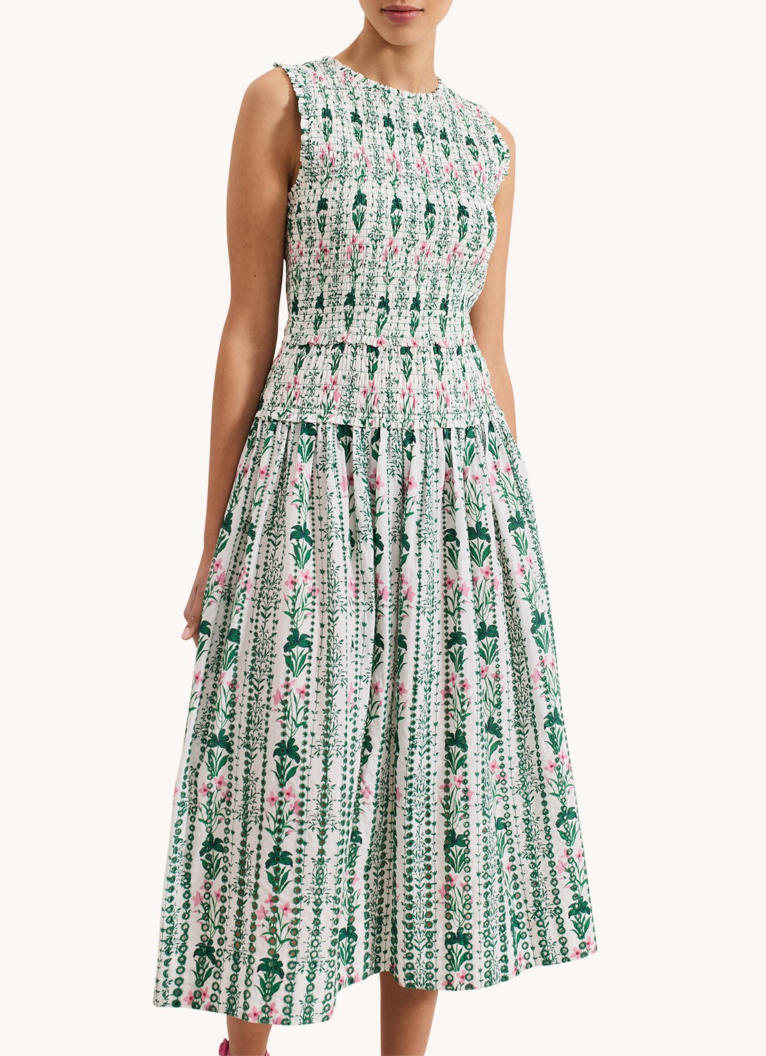 Phase Eight Chiara midi jurk  met bloemenprint - detail 2 groen