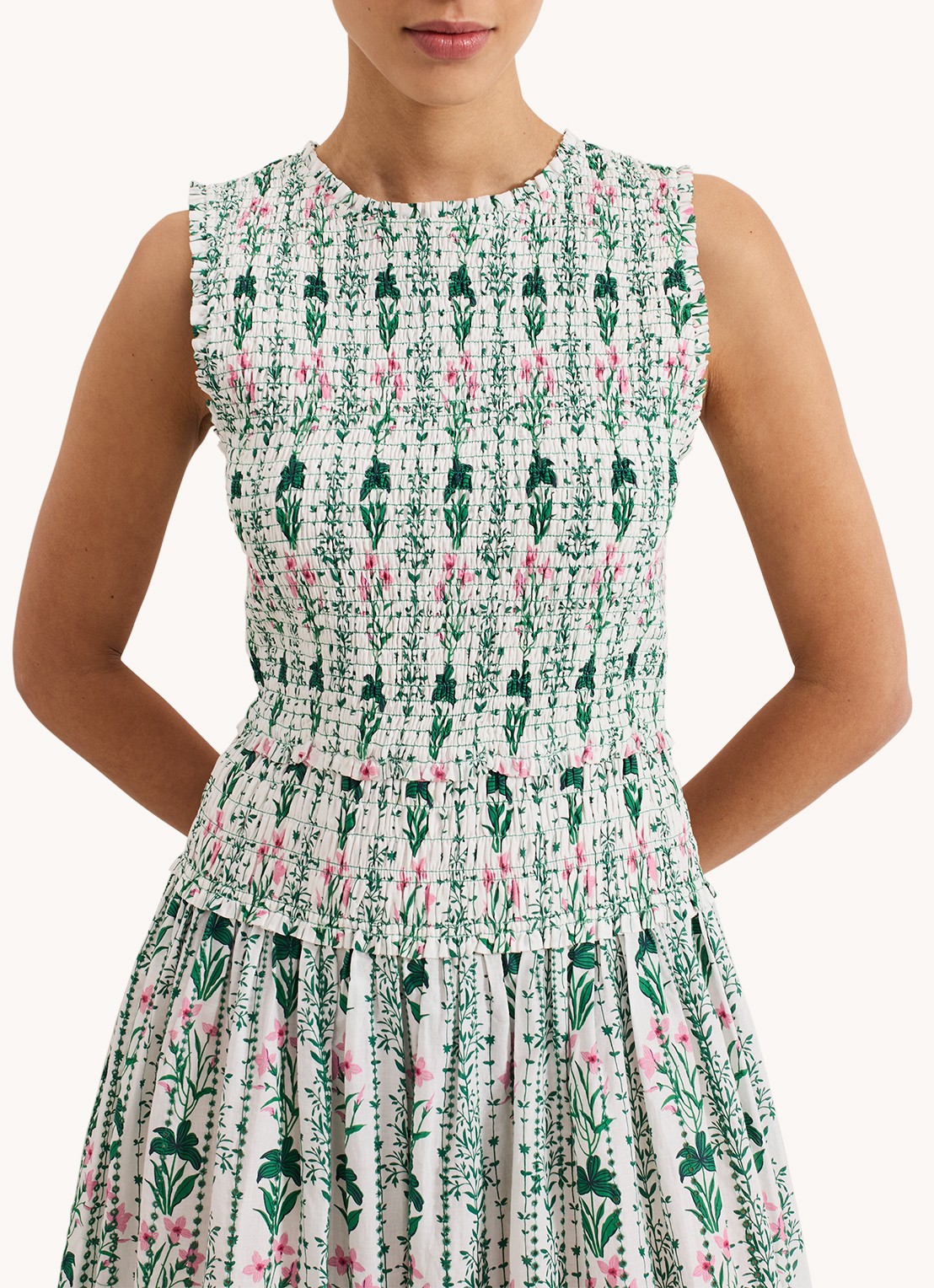 Phase Eight Chiara midi jurk  met bloemenprint - detail 3 groen