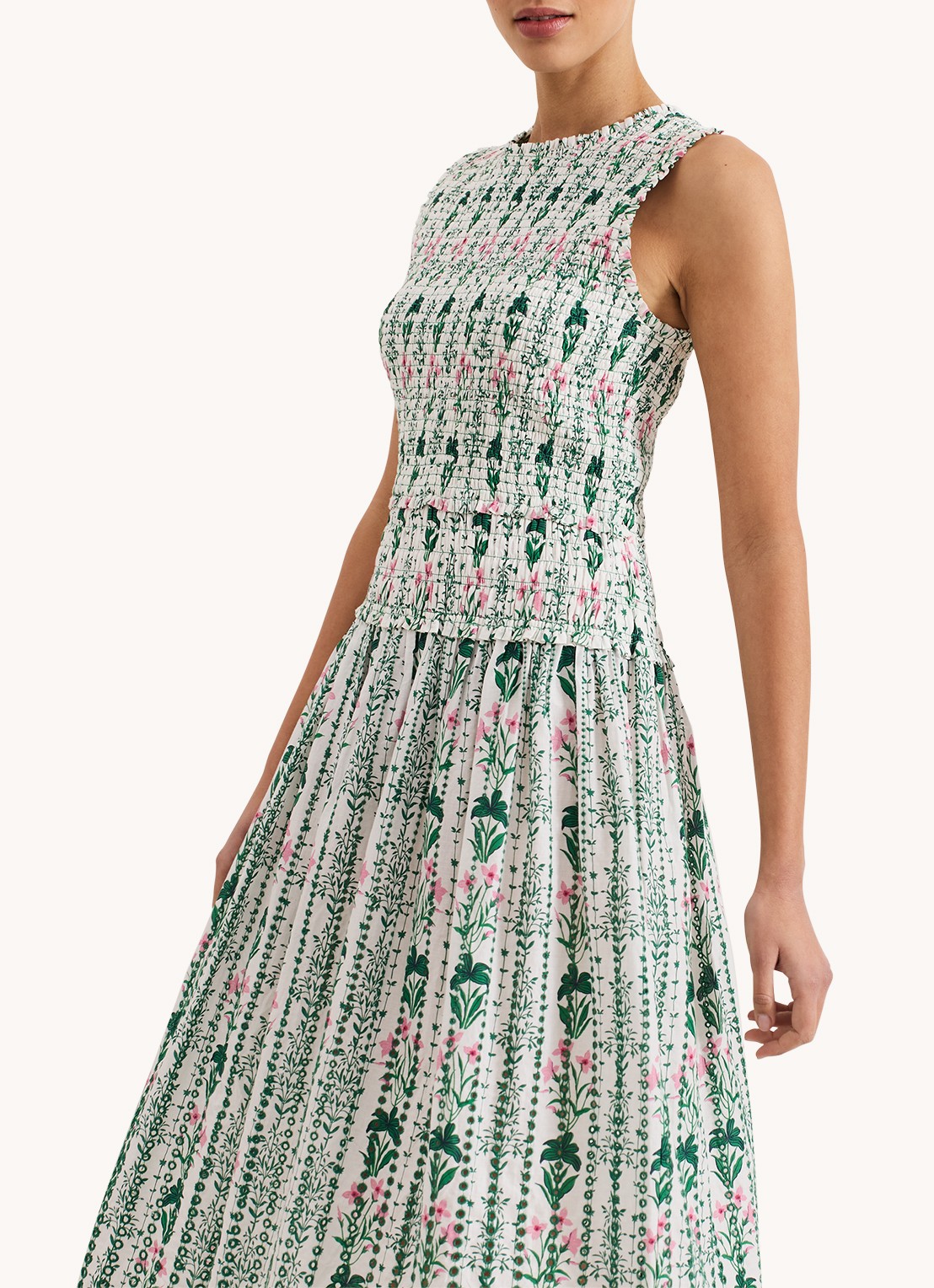 Phase Eight Chiara midi jurk  met bloemenprint - detail 4 groen