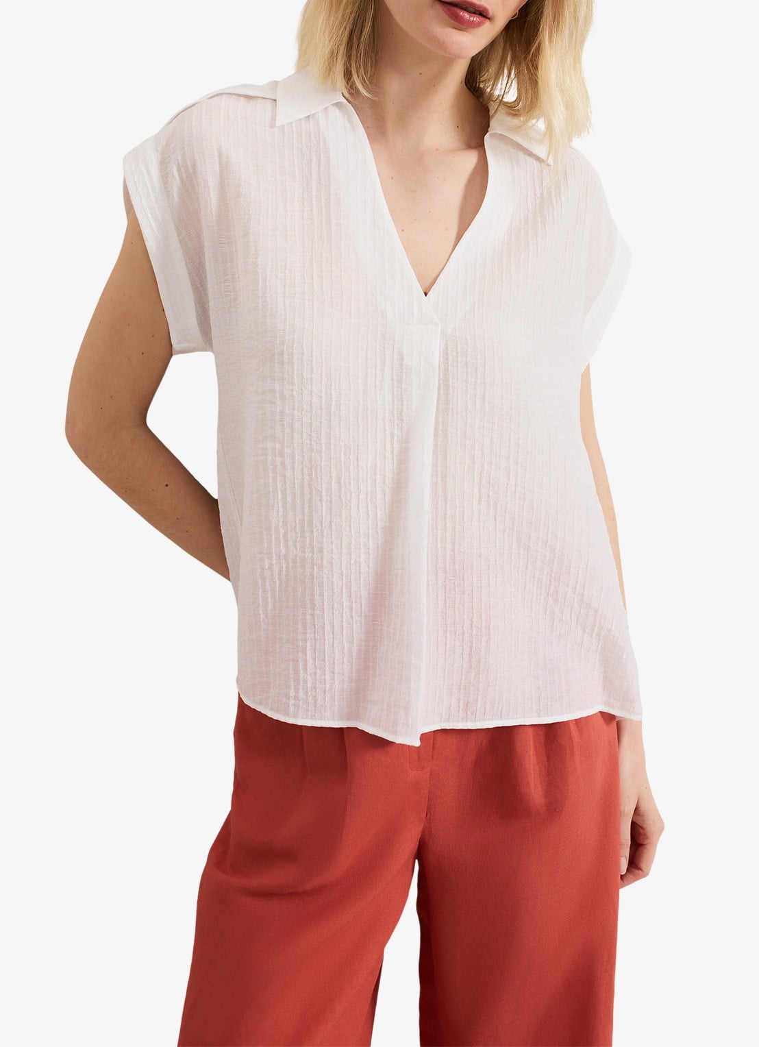 Phase Eight Chrissy tuniek met V-hals en structuur - detail 3 wit