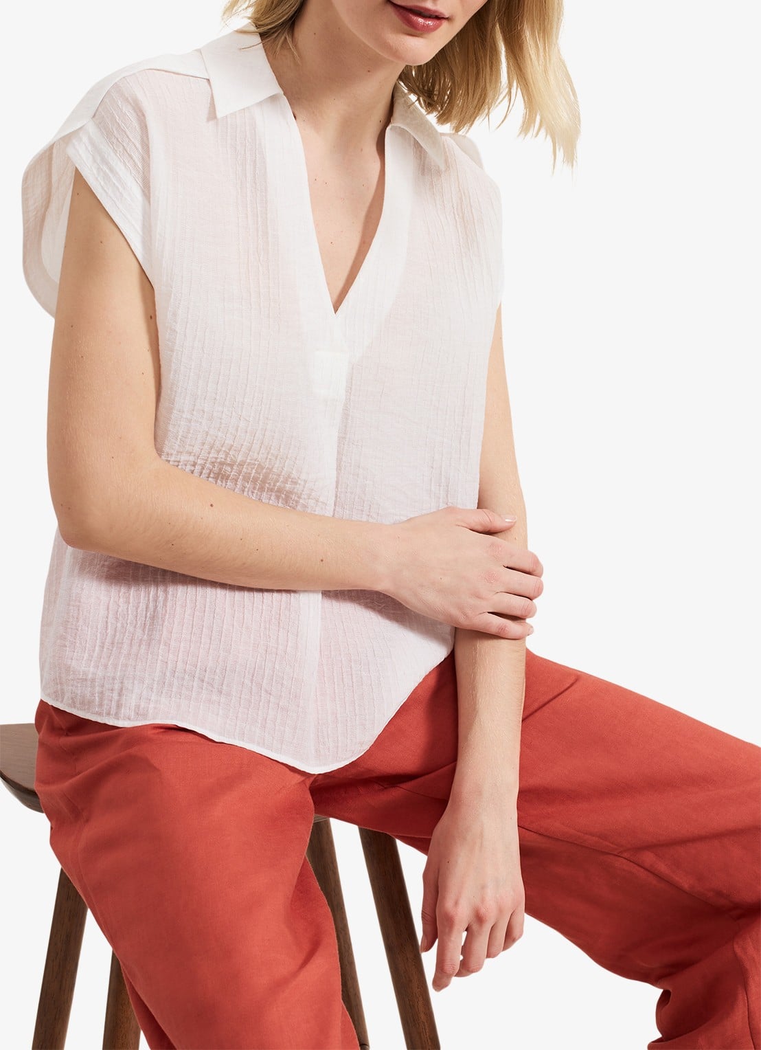 Phase Eight Chrissy tuniek met V-hals en structuur - detail 6 wit