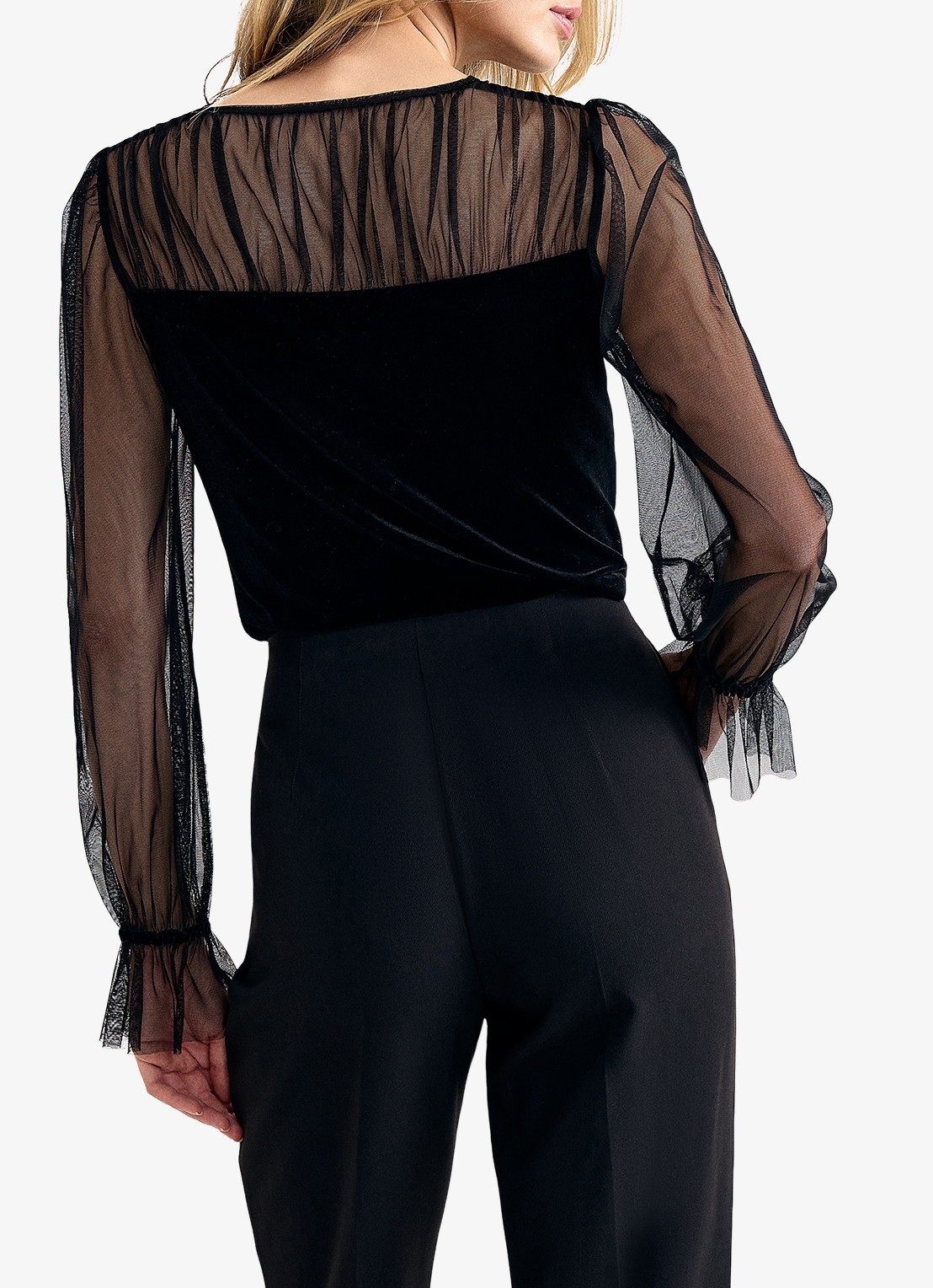 Phase Eight Cindy top met details van mesh - achterkant zwart