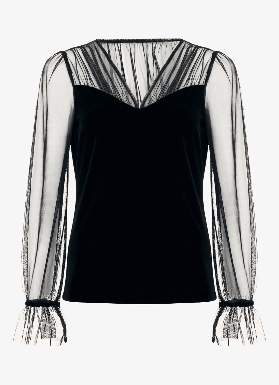 Phase Eight Cindy top met details van mesh - voorkant 6 zwart