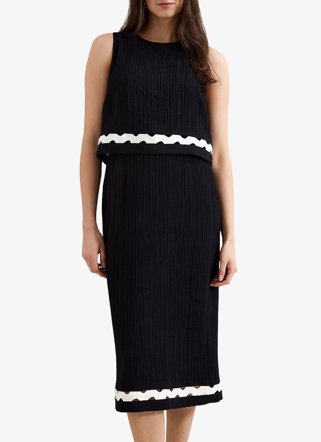 Phase Eight Claire midi jurk met split - detail 4 zwart