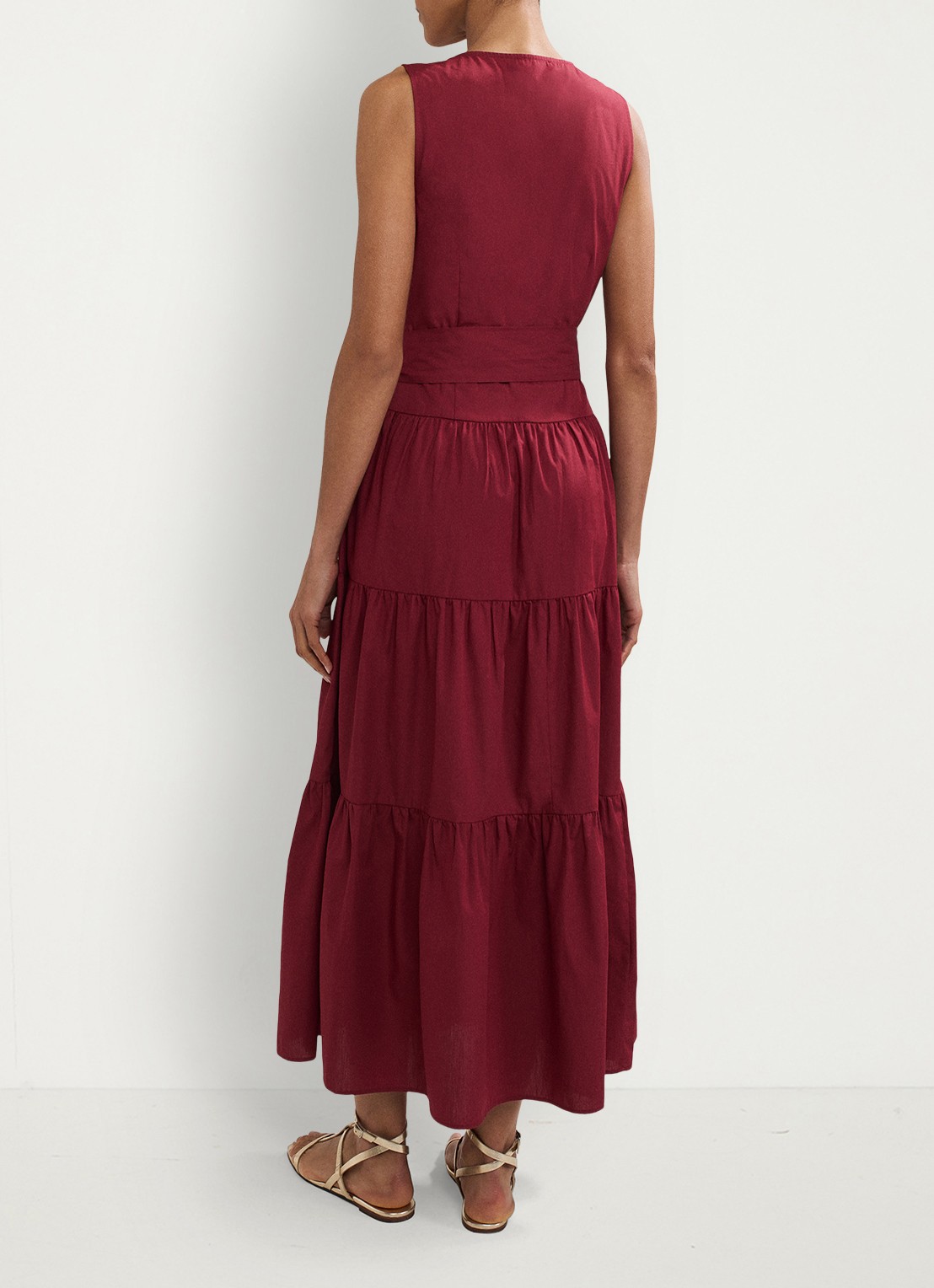 Phase Eight Clarissa midi jurk met strikceintuur - achterkant bordeauxrood