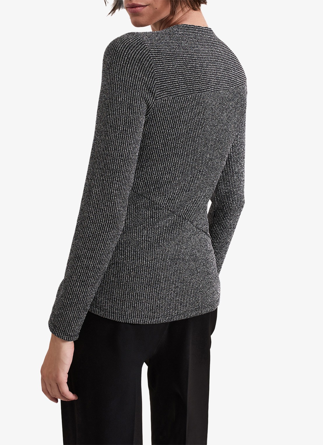 Phase Eight Clarissa ribgrebreide top met lurex - achterkant 3 donkergrijs