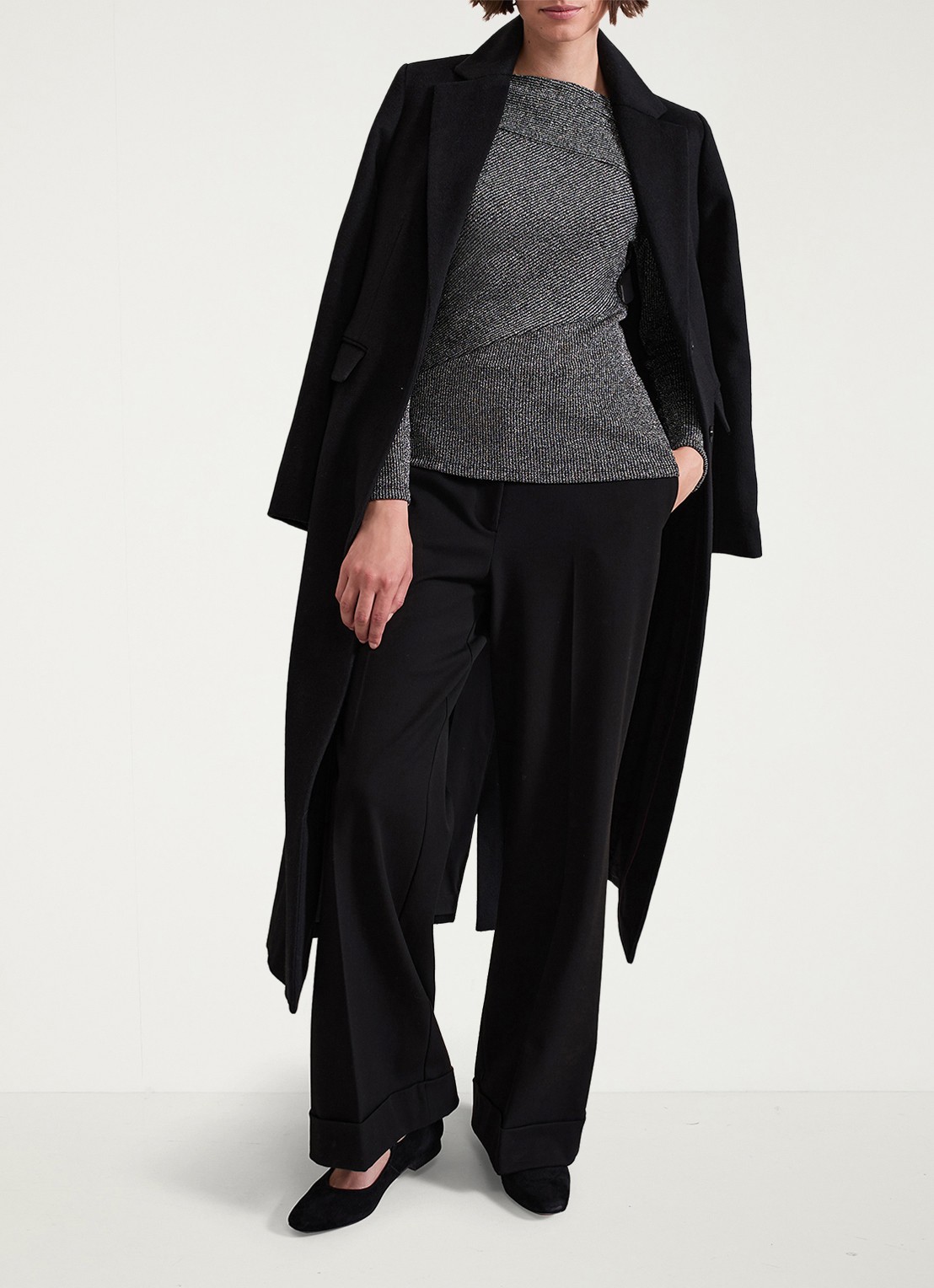 Phase Eight Clarissa ribgrebreide top met lurex - detail 2 donkergrijs