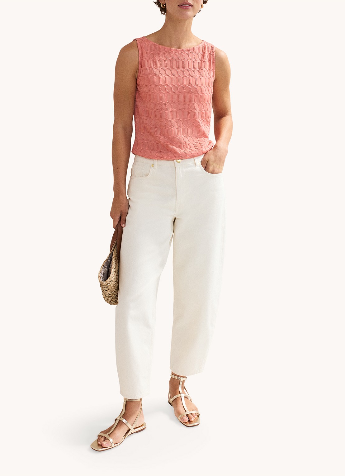 Phase Eight Clemmie mouwloze top met structuur - voorkant 2 roze