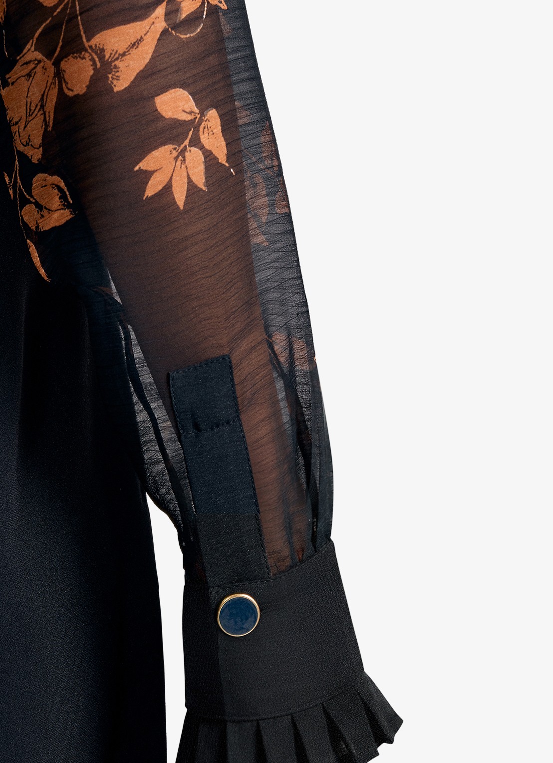 Phase Eight Clenence semi transparante blouse met bloemenprint - detail 7 zwart