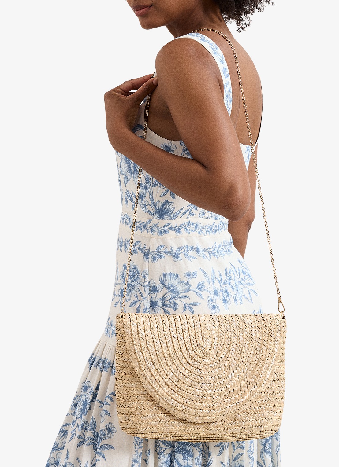 Phase Eight Clutch met gevlochten detail en afneembare schouderriem - voorkant 5 beige