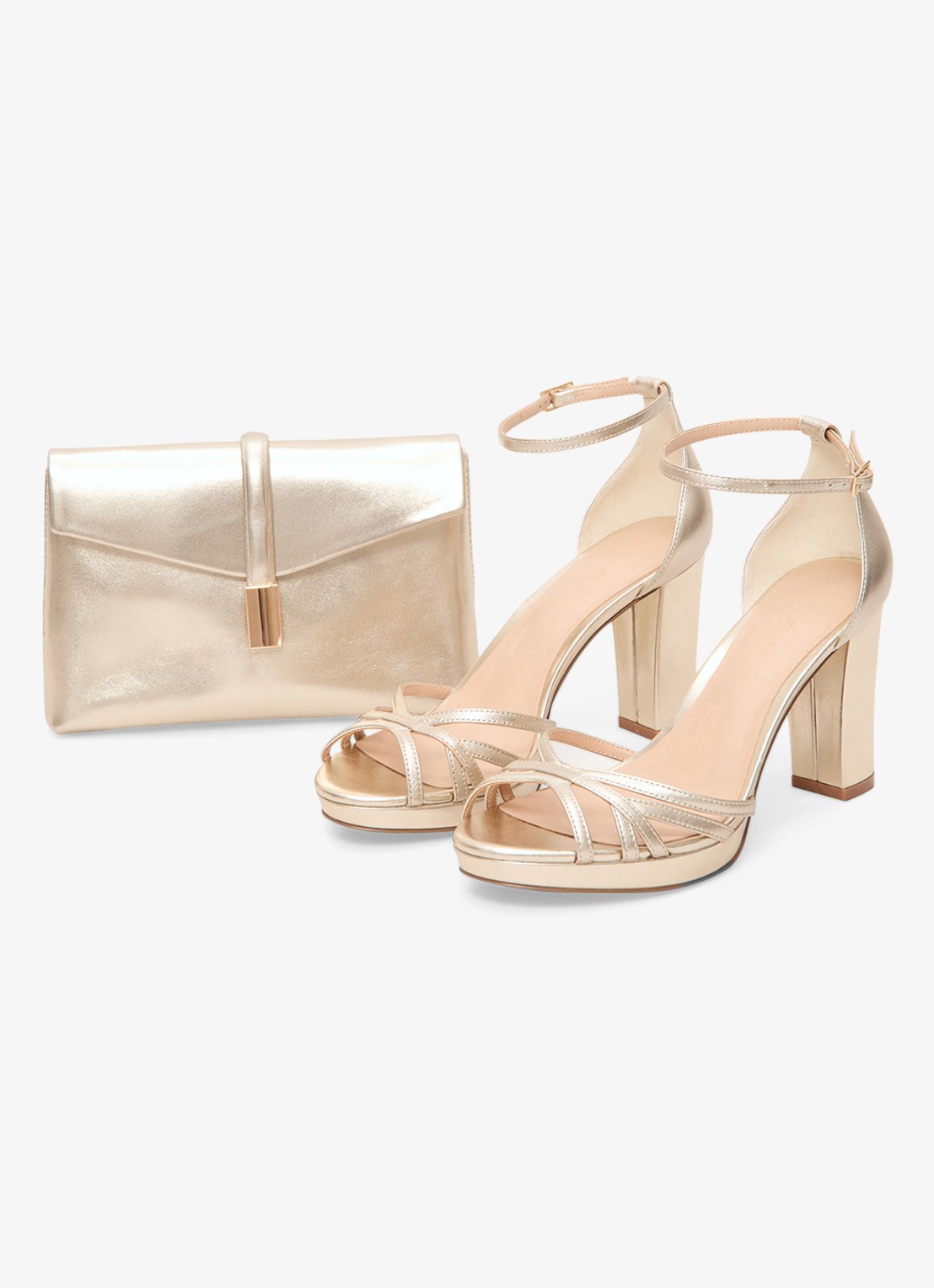 Phase Eight Clutch van leer met metallic finish - detail 5 goud