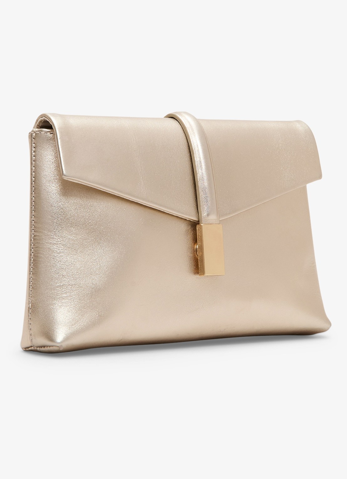 Phase Eight Clutch van leer met metallic finish - voorkant goud