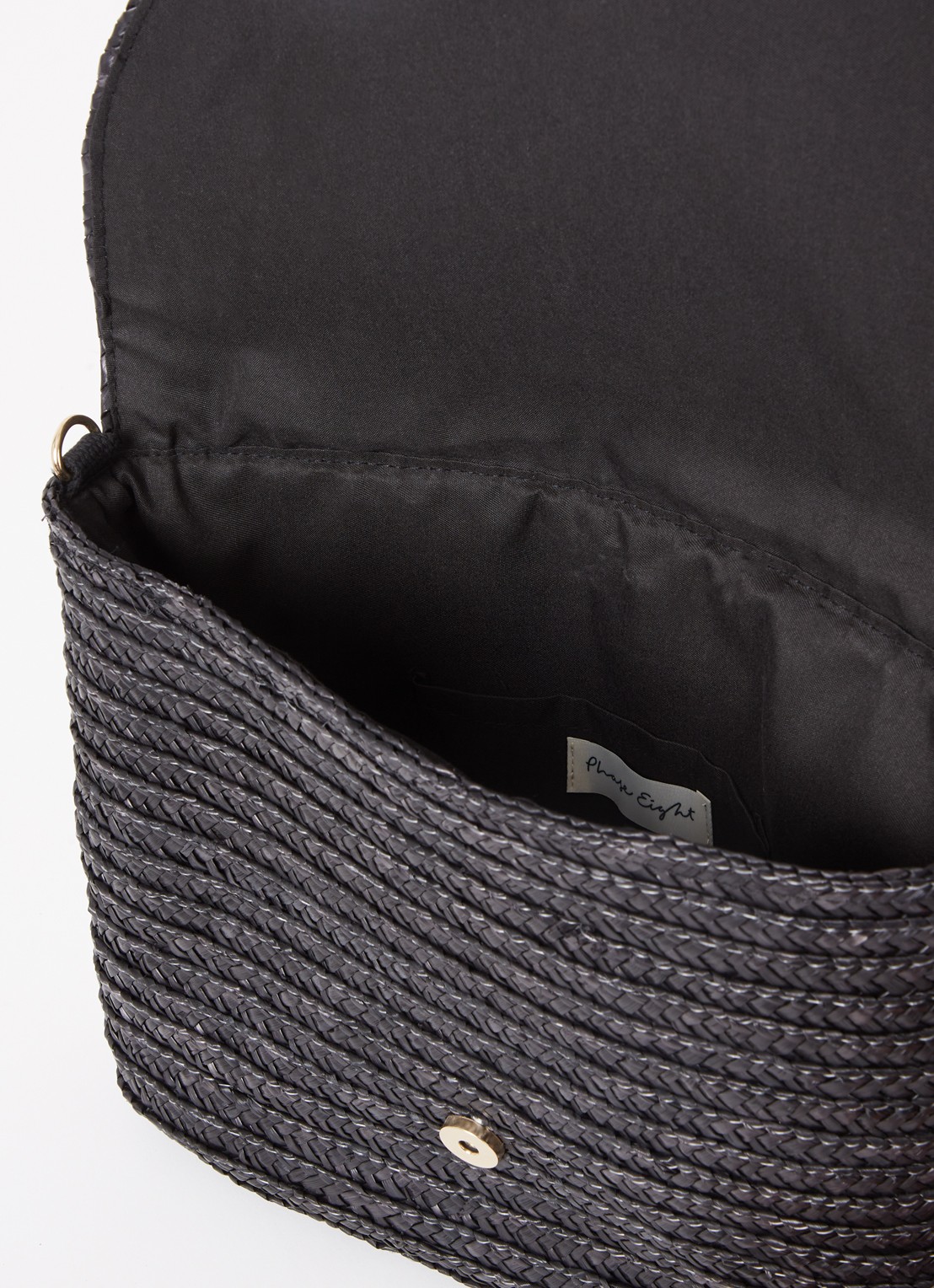 Phase Eight Clutch van raffia met afneembare schouderriem - detail 2 zwart