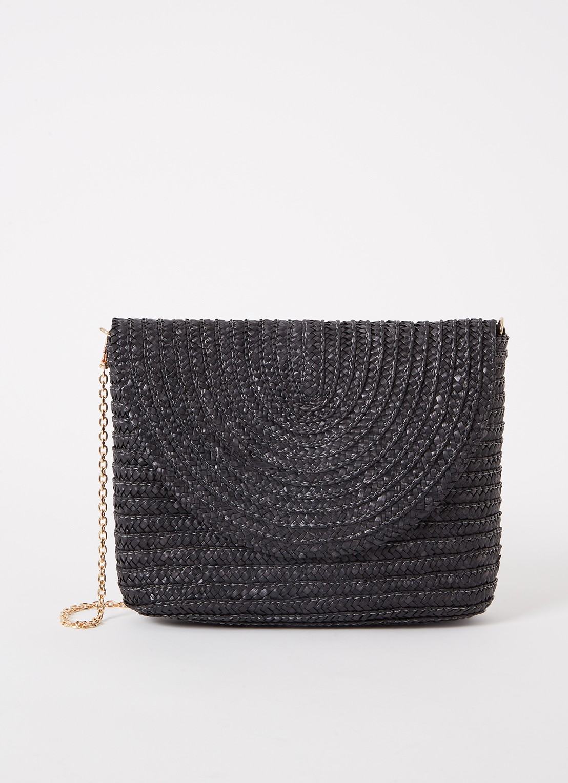 Phase Eight Clutch van raffia met afneembare schouderriem - voorkant 4 zwart