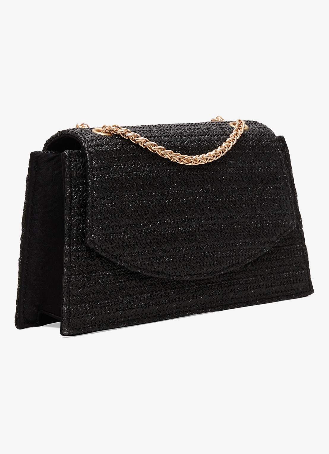 Phase Eight Clutch van raffia - detail zwart